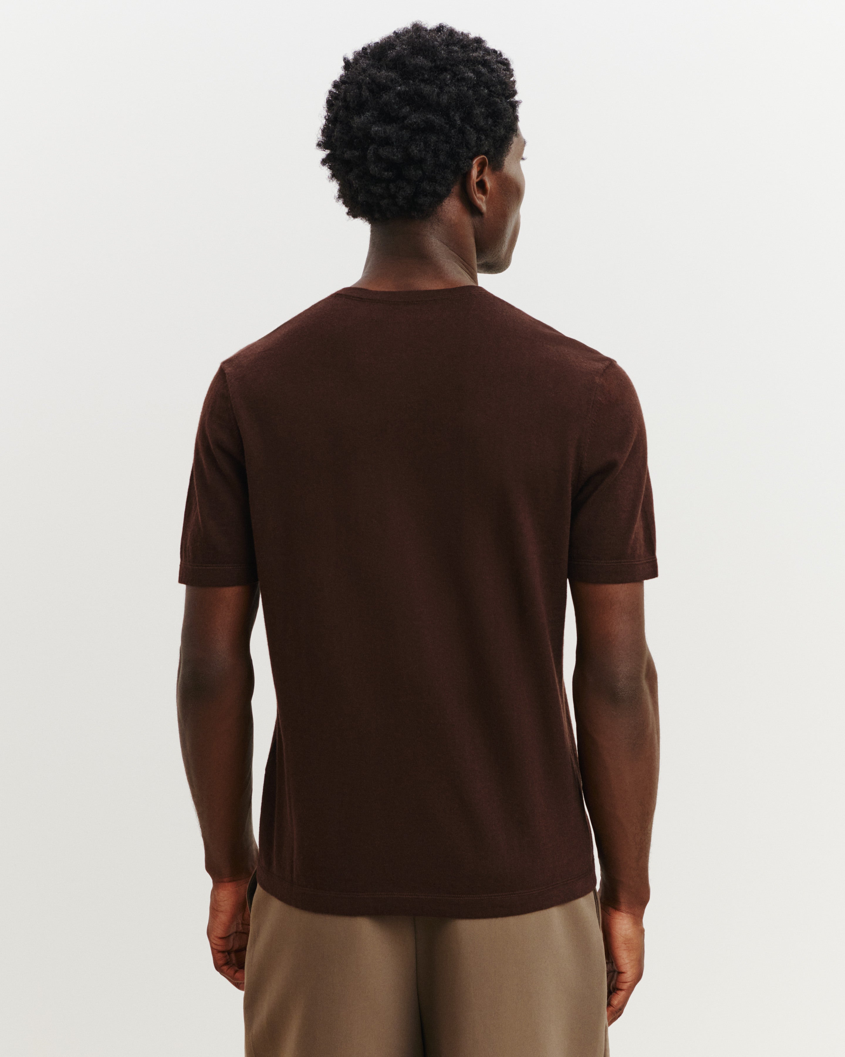 T-shirt ultrafin-CHOCOLAT-85% pima coton 15% cachemire