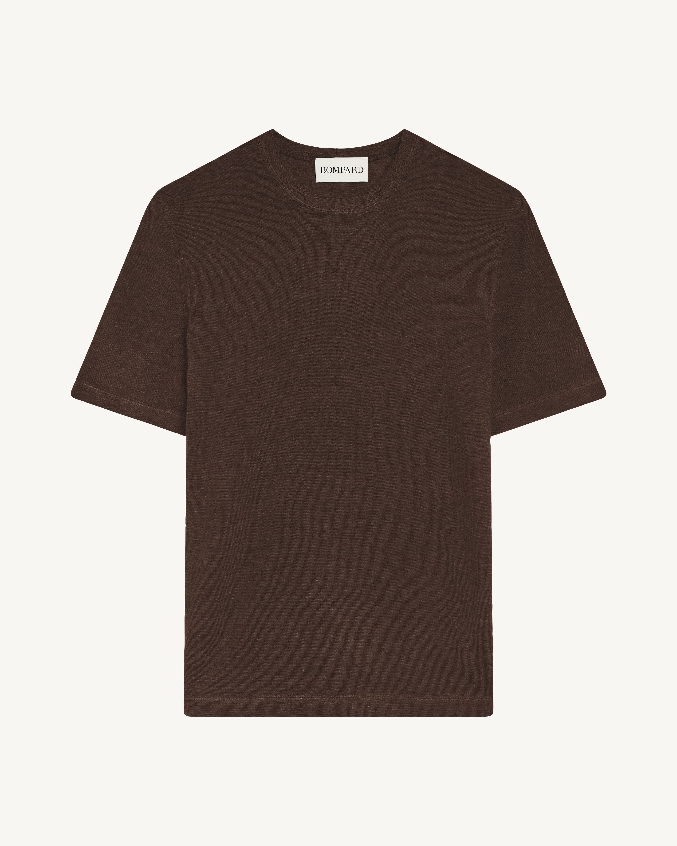 T-shirt ultrafin-CHOCOLAT-85% pima coton 15% cachemire