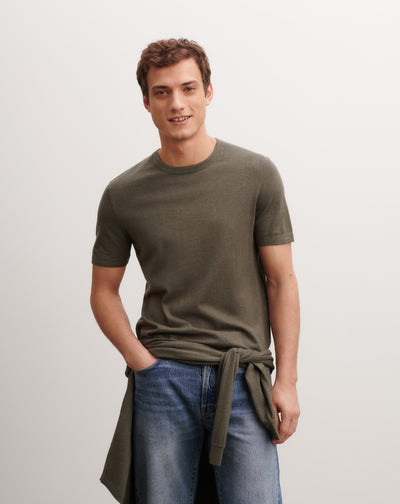 T-shirt ultrafin-KAKI OMBRE-85% pima coton 15% cachemire