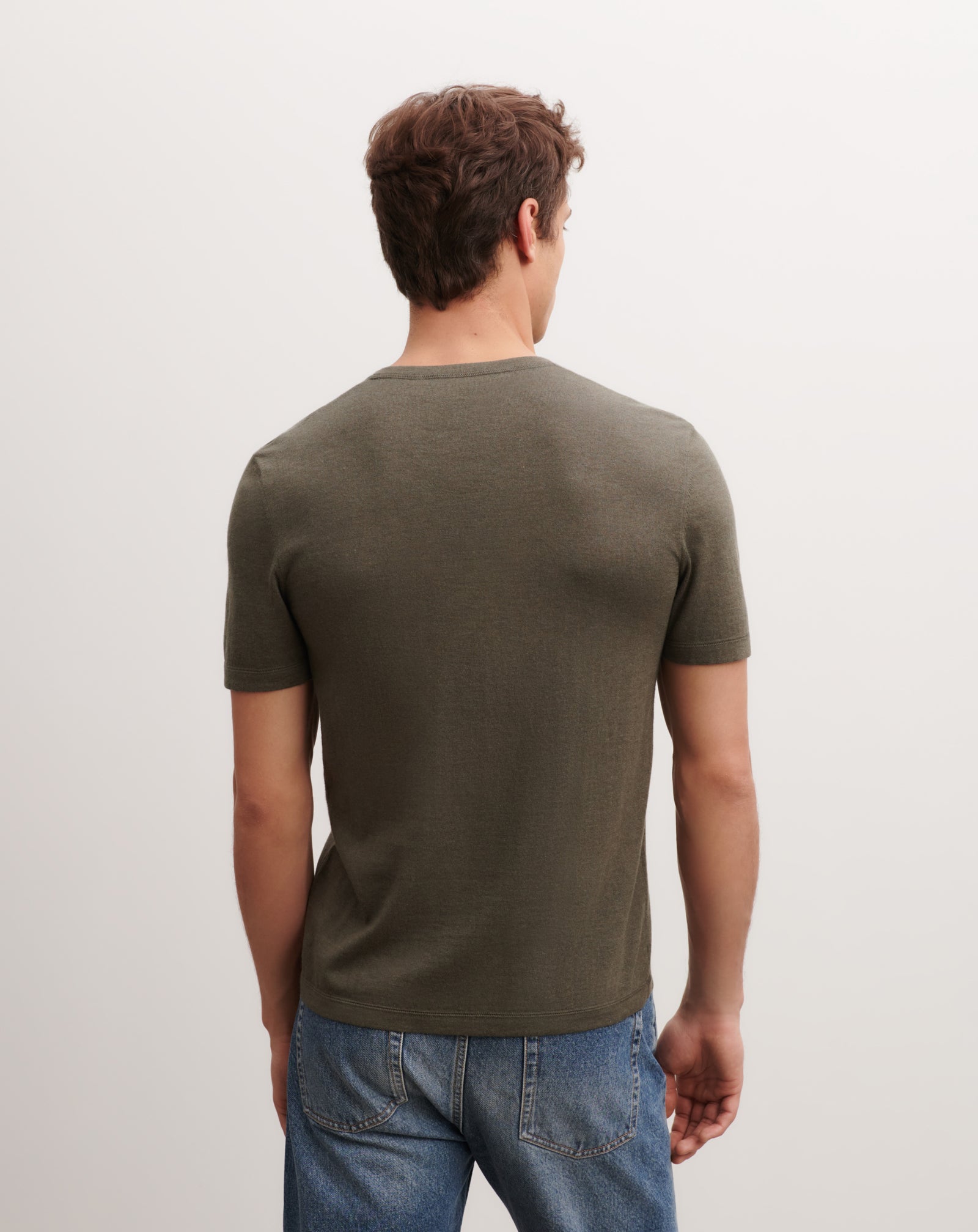 T-shirt ultrafin-KAKI OMBRE-85% pima coton 15% cachemire