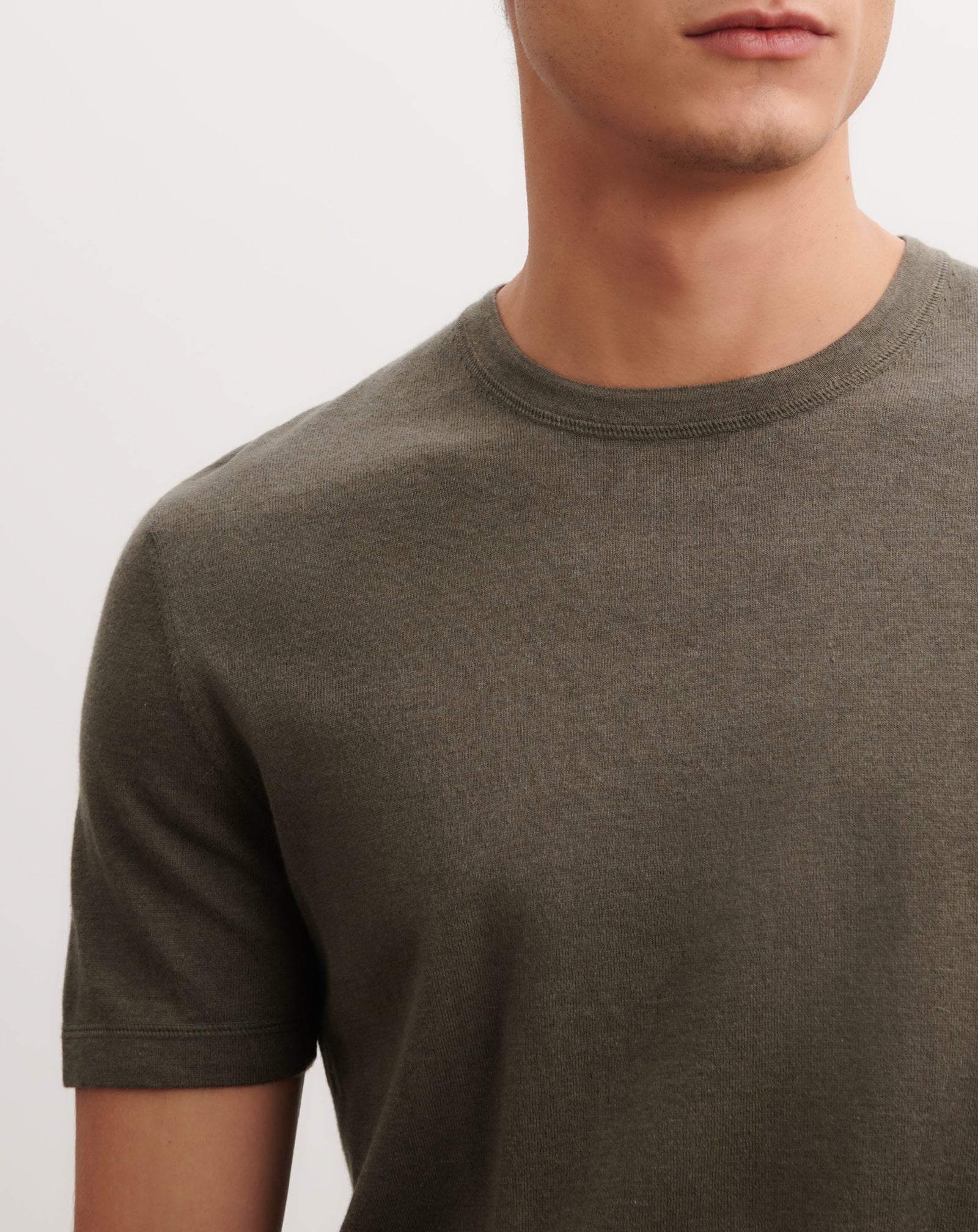 T-shirt ultrafin-KAKI OMBRE-85% pima coton 15% cachemire