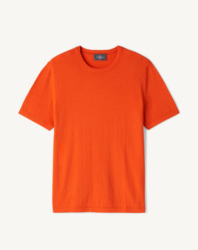 T-shirt col rond-SOLARO-85% PIMA COTON 15% CACHEMIRE