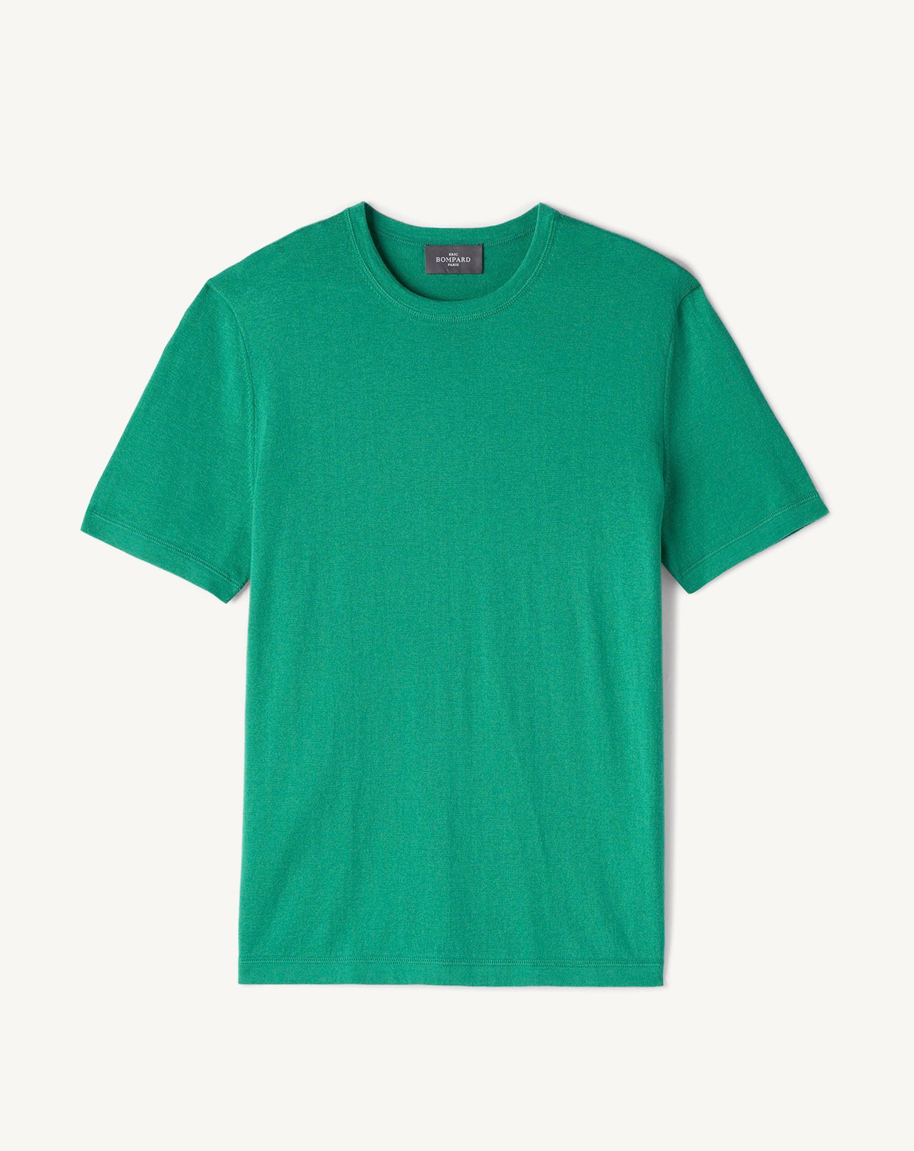 T-shirt col rond-VERT MENTHE-85% PIMA COTON 15% CACHEMIRE