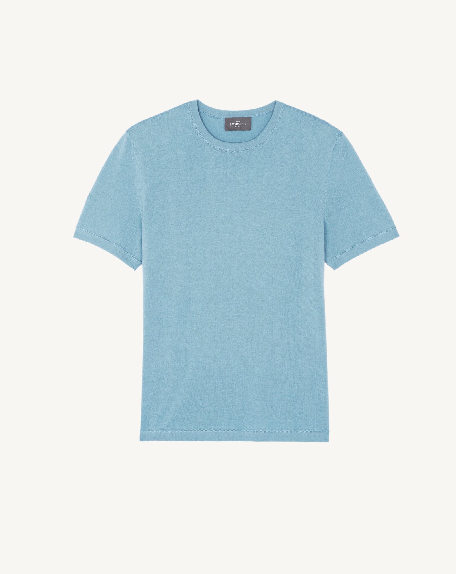 T-shirt ultrafin-BLEU HERON-85% pima coton 15% cachemire