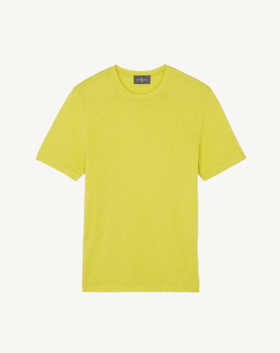 T-shirt ultrafin-JAUNE TENNIS-85% pima coton 15% cachemire