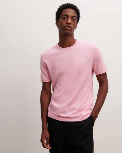 T-shirt ultrafin-ROSE INDIEN-85% pima coton 15% cachemire