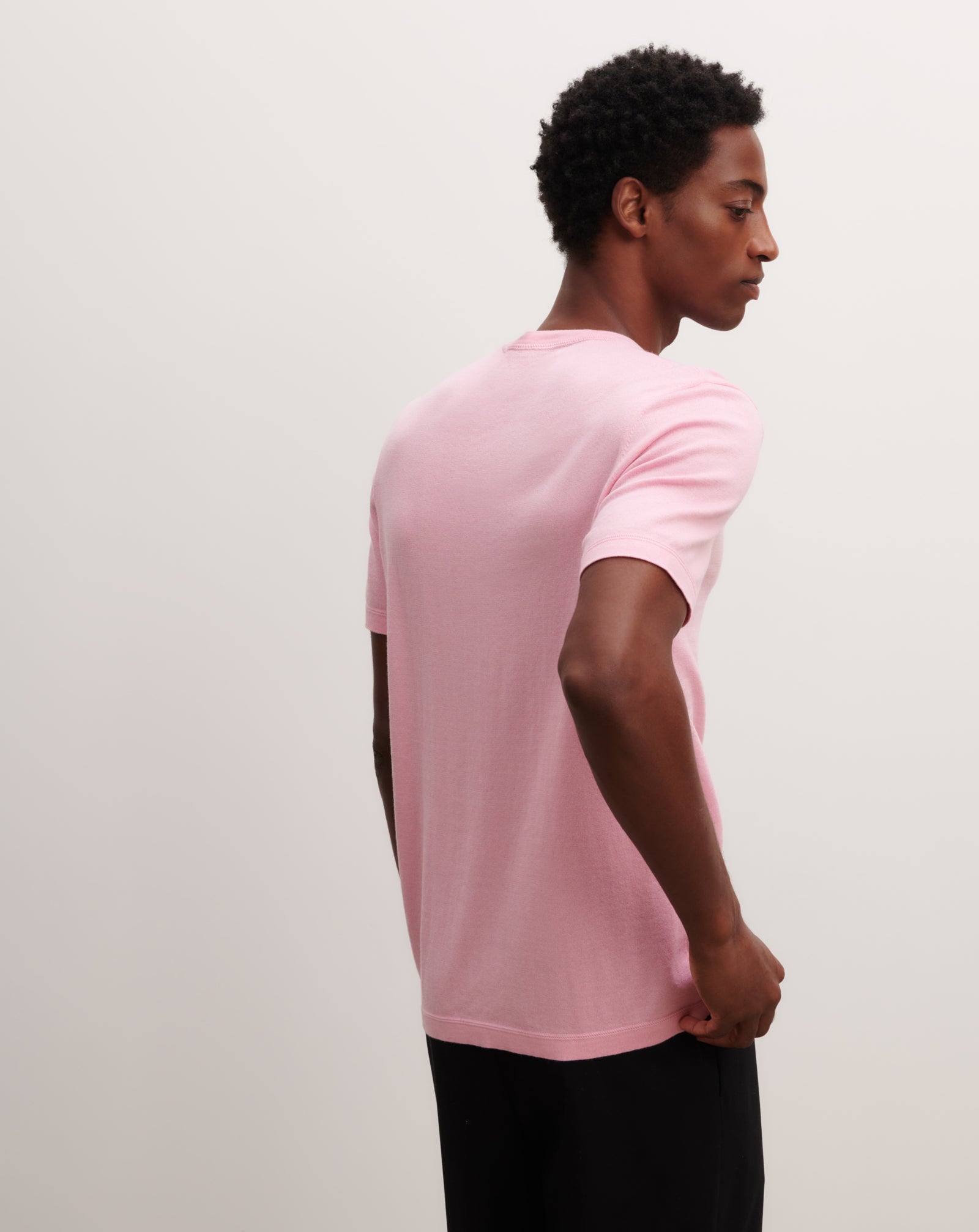 T-shirt ultrafin-ROSE INDIEN-85% pima coton 15% cachemire