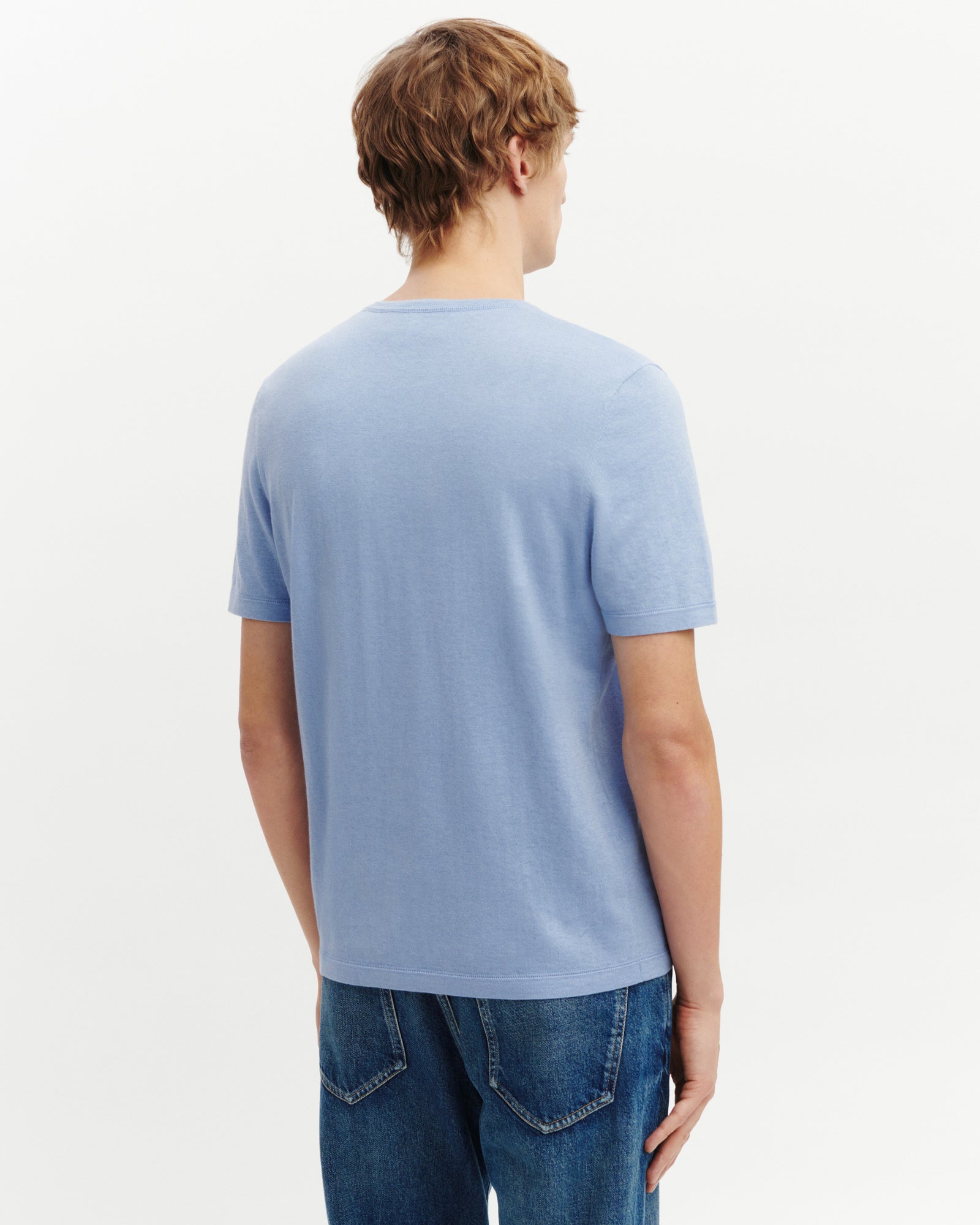 T-shirt ultrafin-BLEU AGATE-85% pima coton 15% cachemire