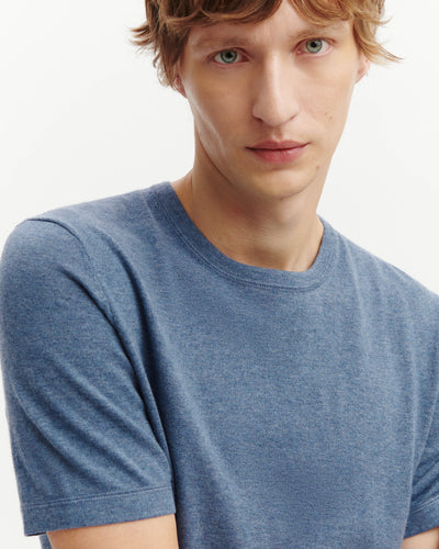 T-shirt ultrafin-BLEU AVERSE-85% pima coton 15% cachemire