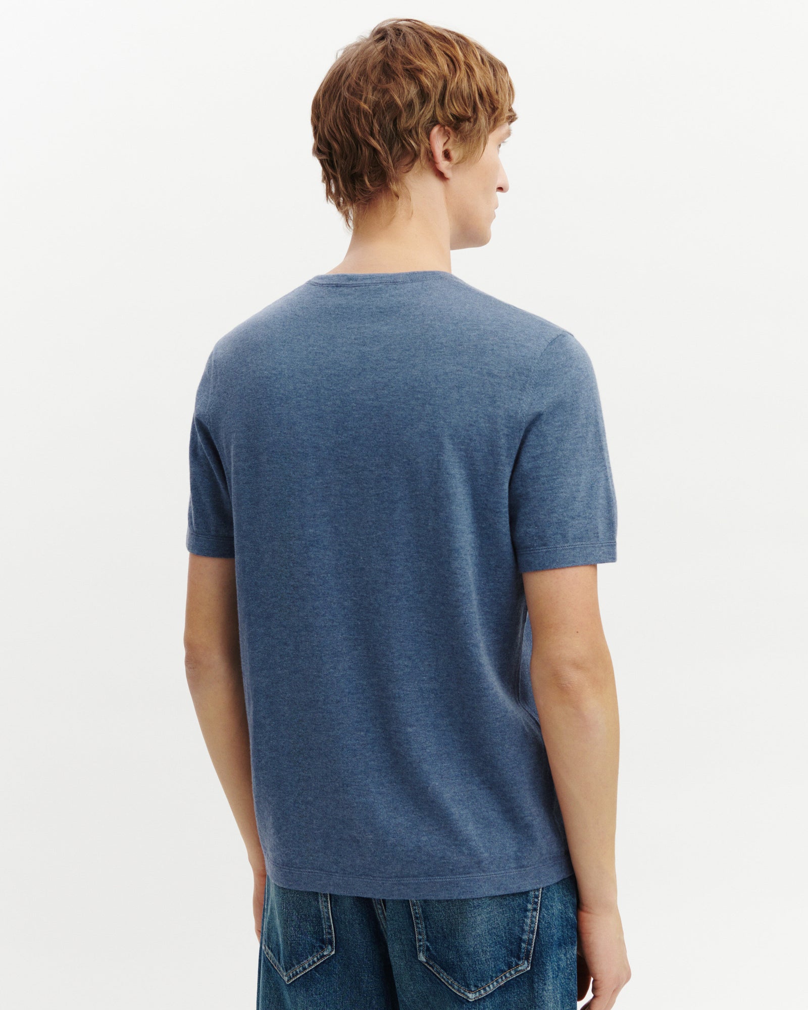 T-shirt ultrafin-BLEU AVERSE-85% pima coton 15% cachemire