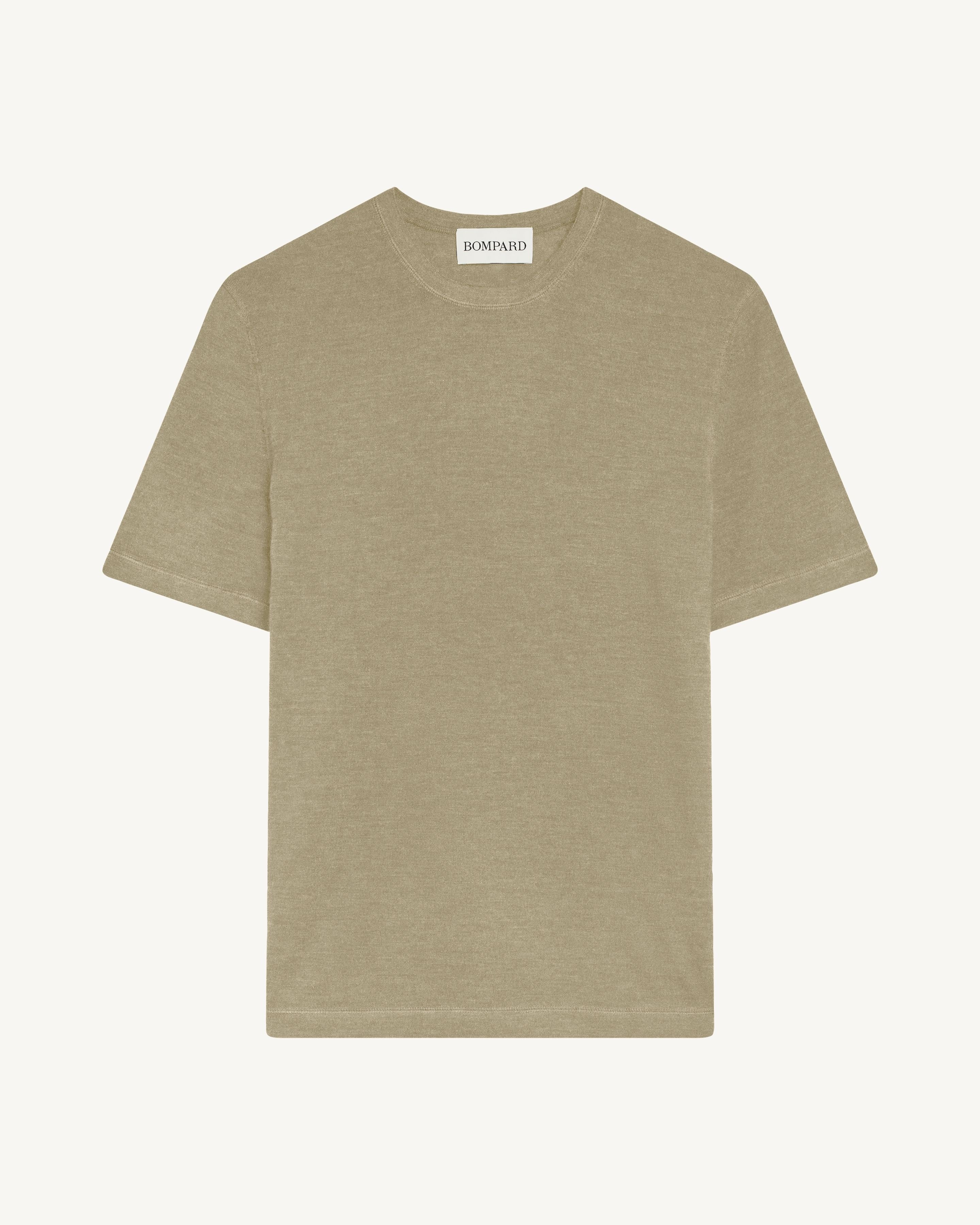 T-shirt ultrafin-BEIGE CENDRE-85% pima coton 15% cachemire