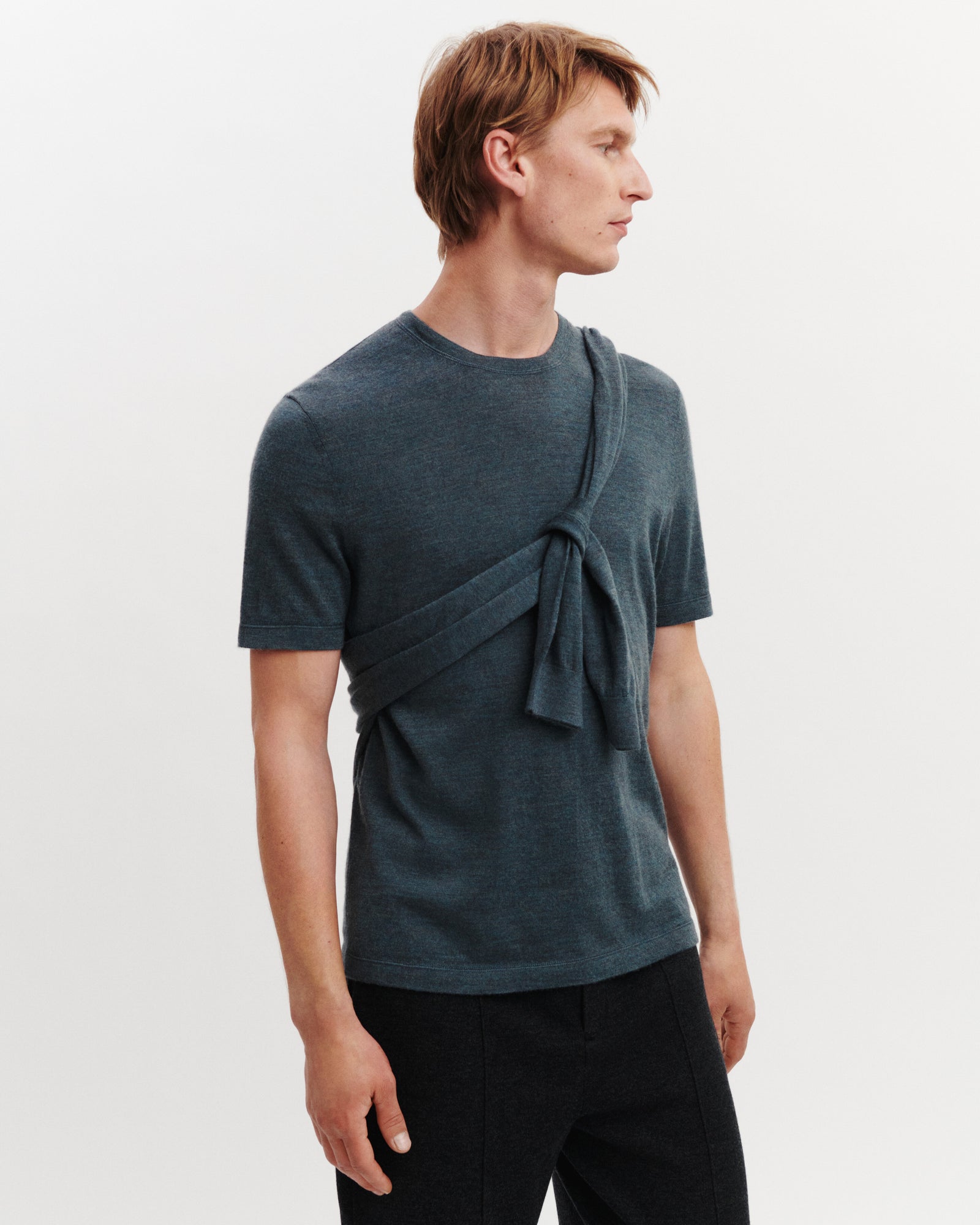 T-shirt ultrafin-BLEU GRANIT-85% pima coton 15% cachemire