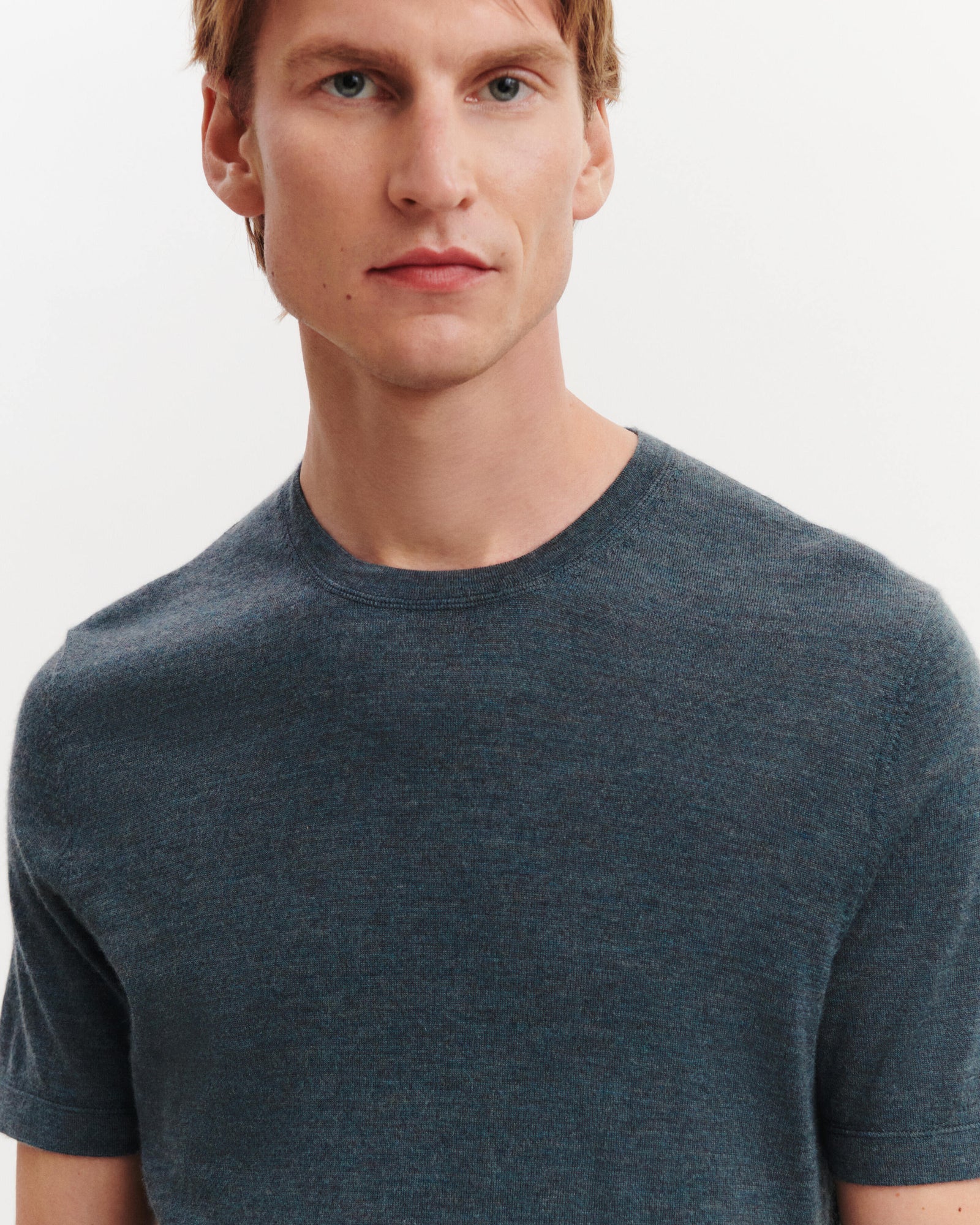 T-shirt ultrafin-BLEU GRANIT-85% pima coton 15% cachemire