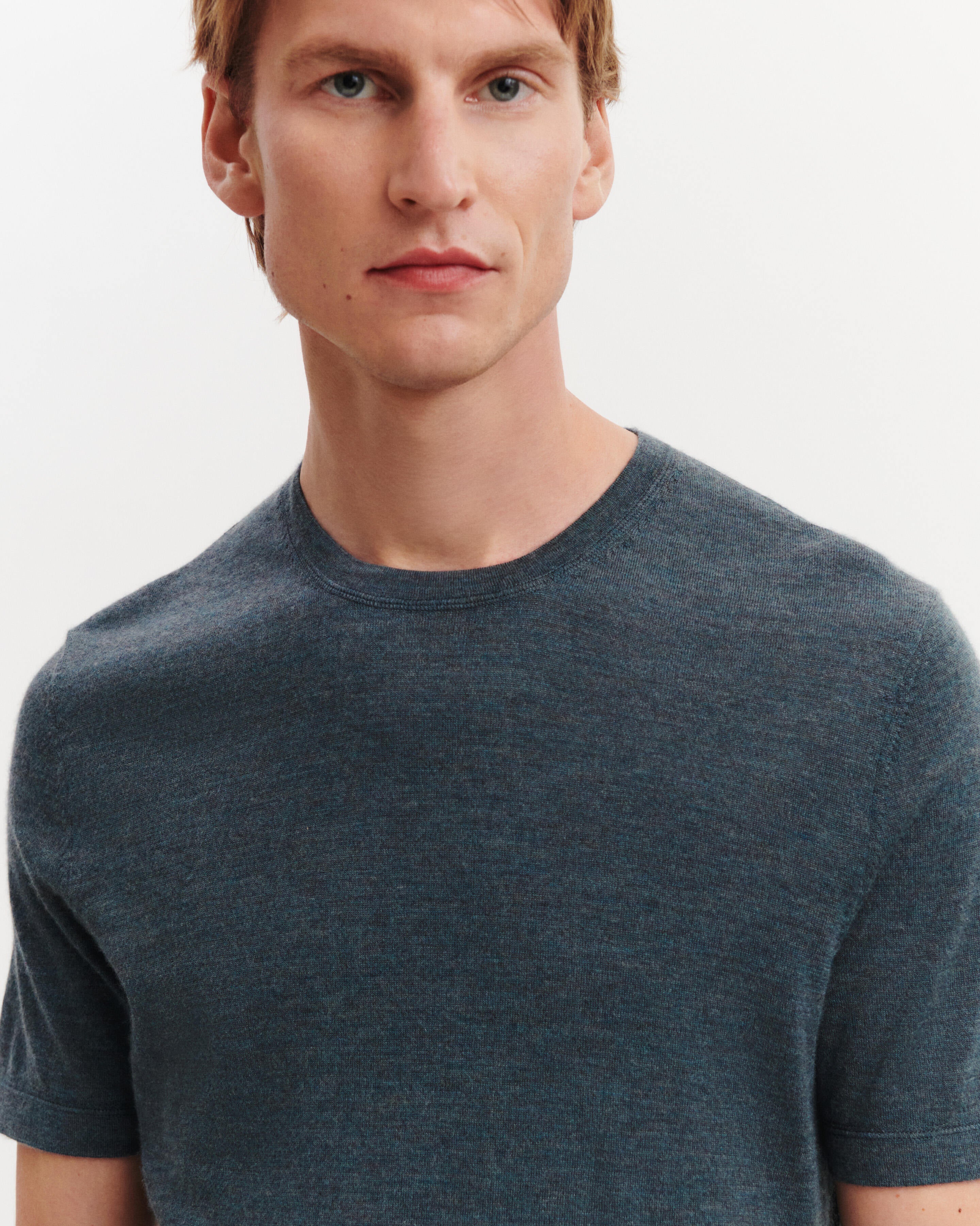 T-shirt ultrafin-BLEU GRANIT-85% pima coton 15% cachemire