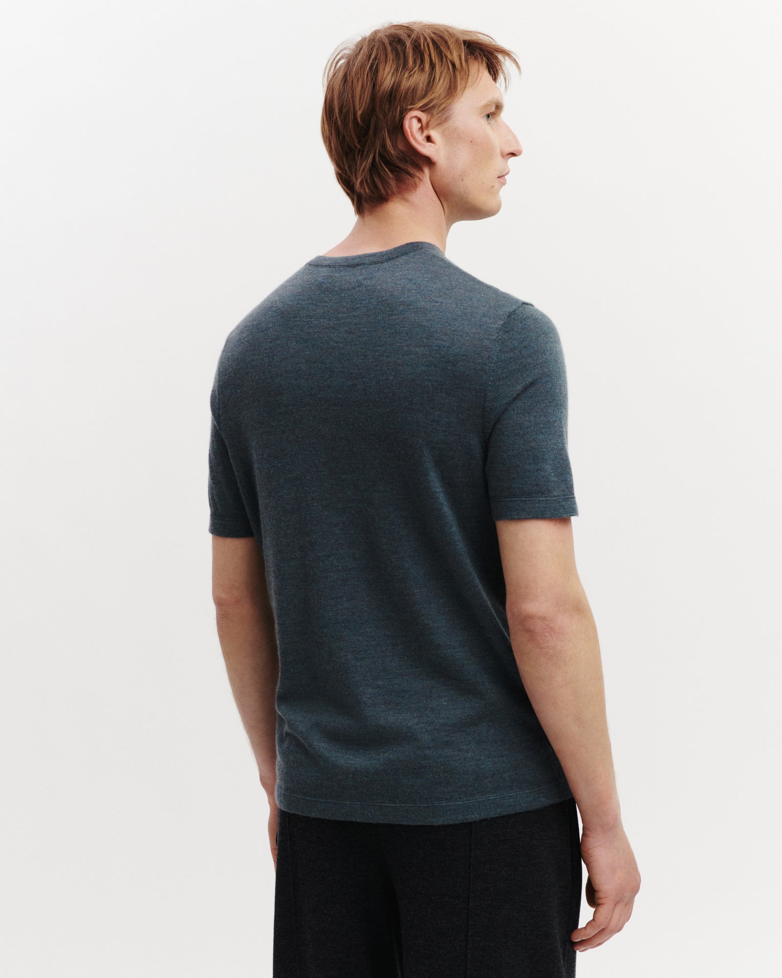T-shirt ultrafin-BLEU GRANIT-85% pima coton 15% cachemire