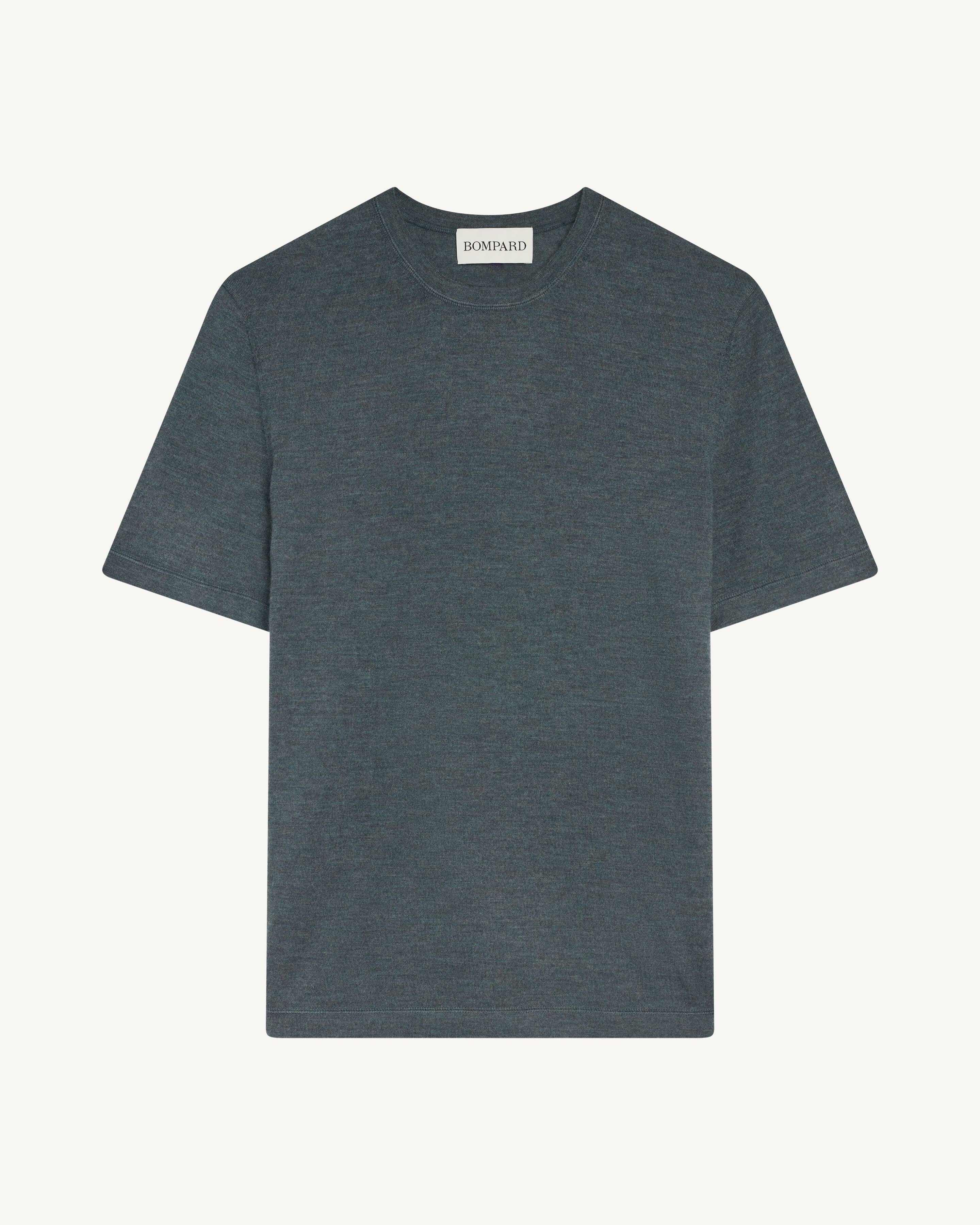 T-shirt ultrafin-BLEU GRANIT-85% pima coton 15% cachemire