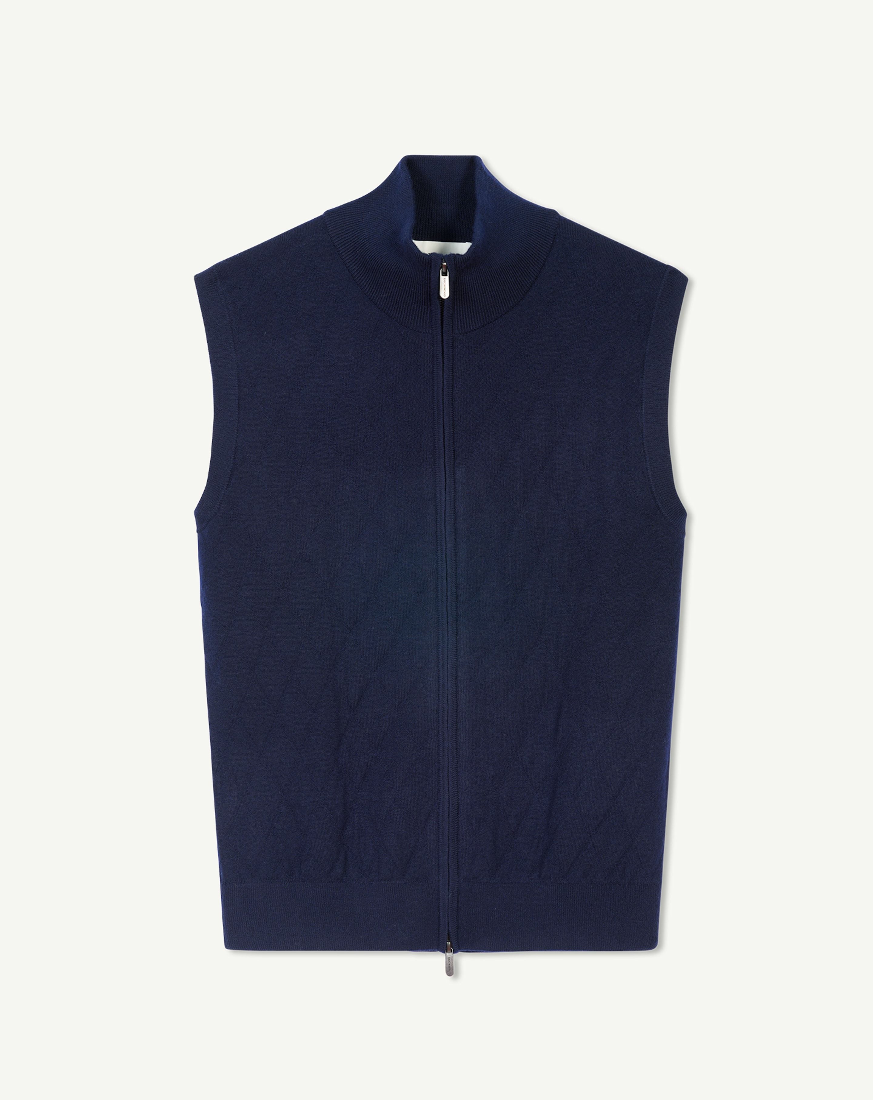 Blouson sans manches-MARINE-Extérieur : 100% cachemire Intérieur : 85% pima coton 15% cachemire Couche intermédiaire : 100% cachemire