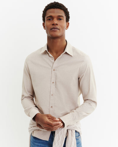 Chemise maille-TOURTERELLE-85% pima coton 15% cachemire