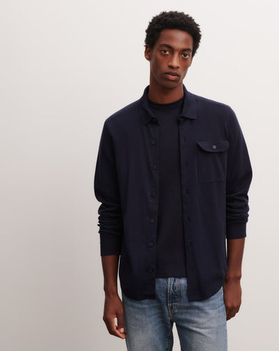 Chemise maille-MARINE-85% pima coton 15% cachemire