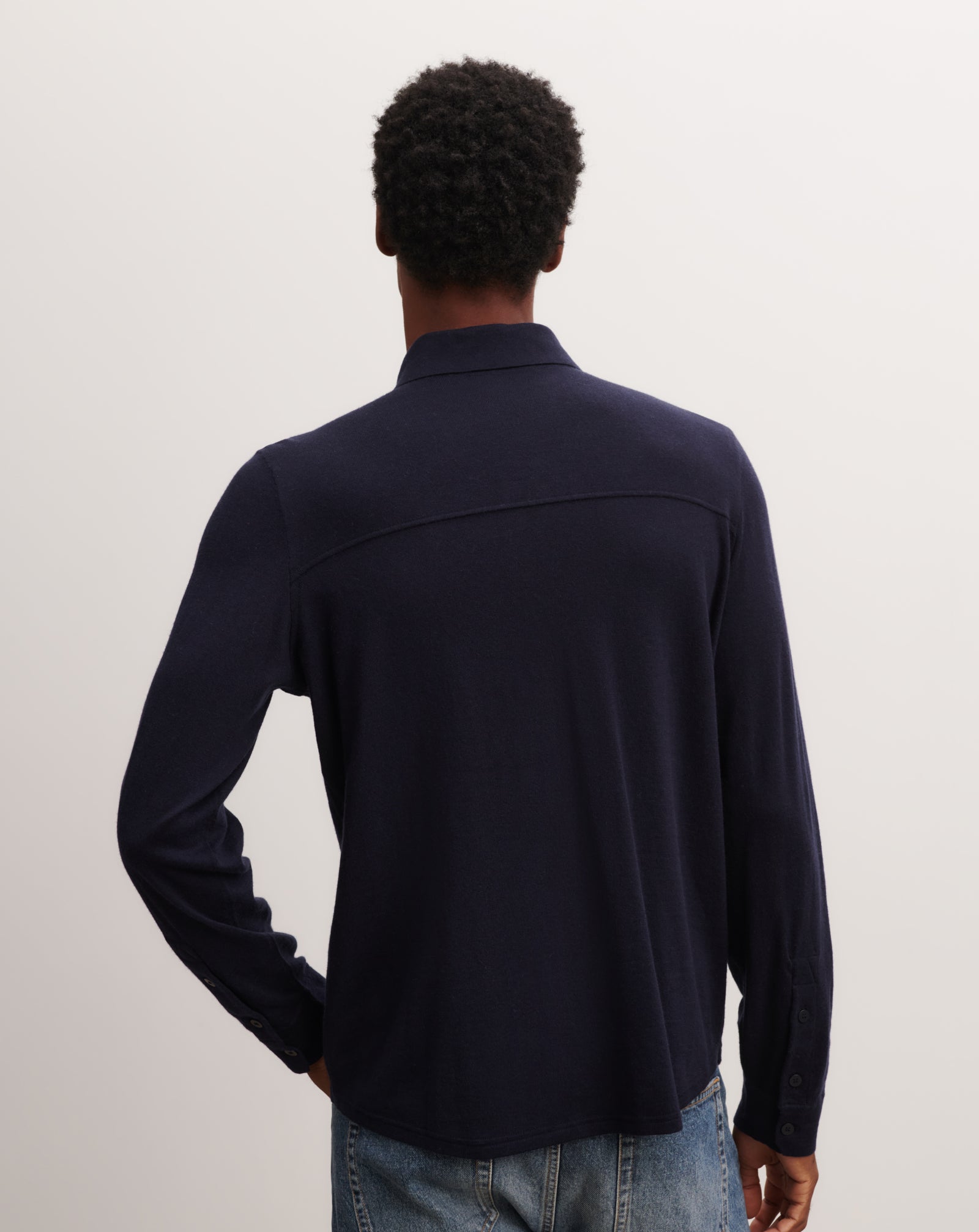 Chemise maille-MARINE-85% pima coton 15% cachemire