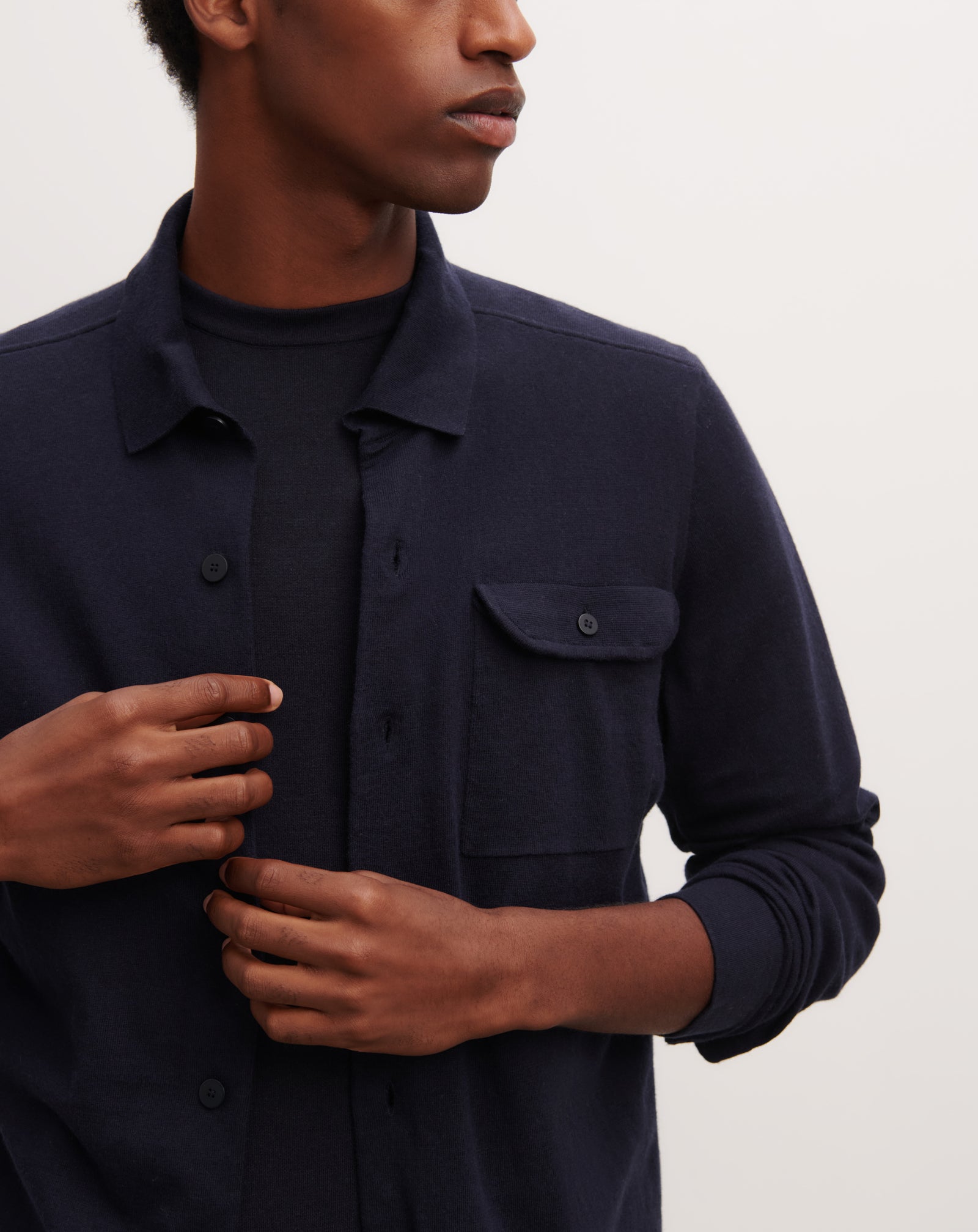 Chemise maille-MARINE-85% pima coton 15% cachemire