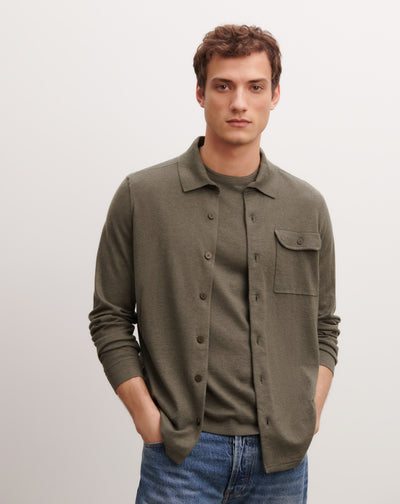 Chemise maille-KAKI OMBRE-85% pima coton 15% cachemire