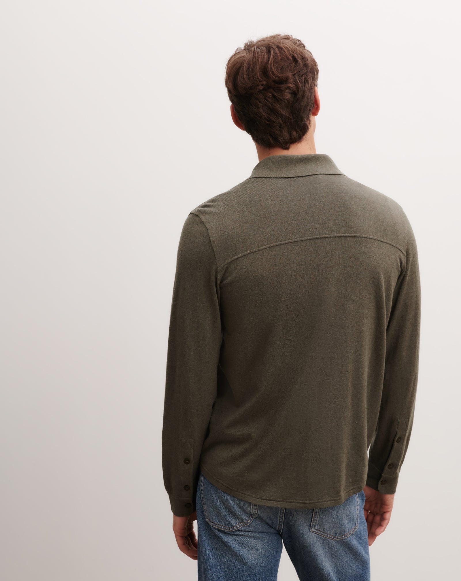 Chemise maille-KAKI OMBRE-85% pima coton 15% cachemire