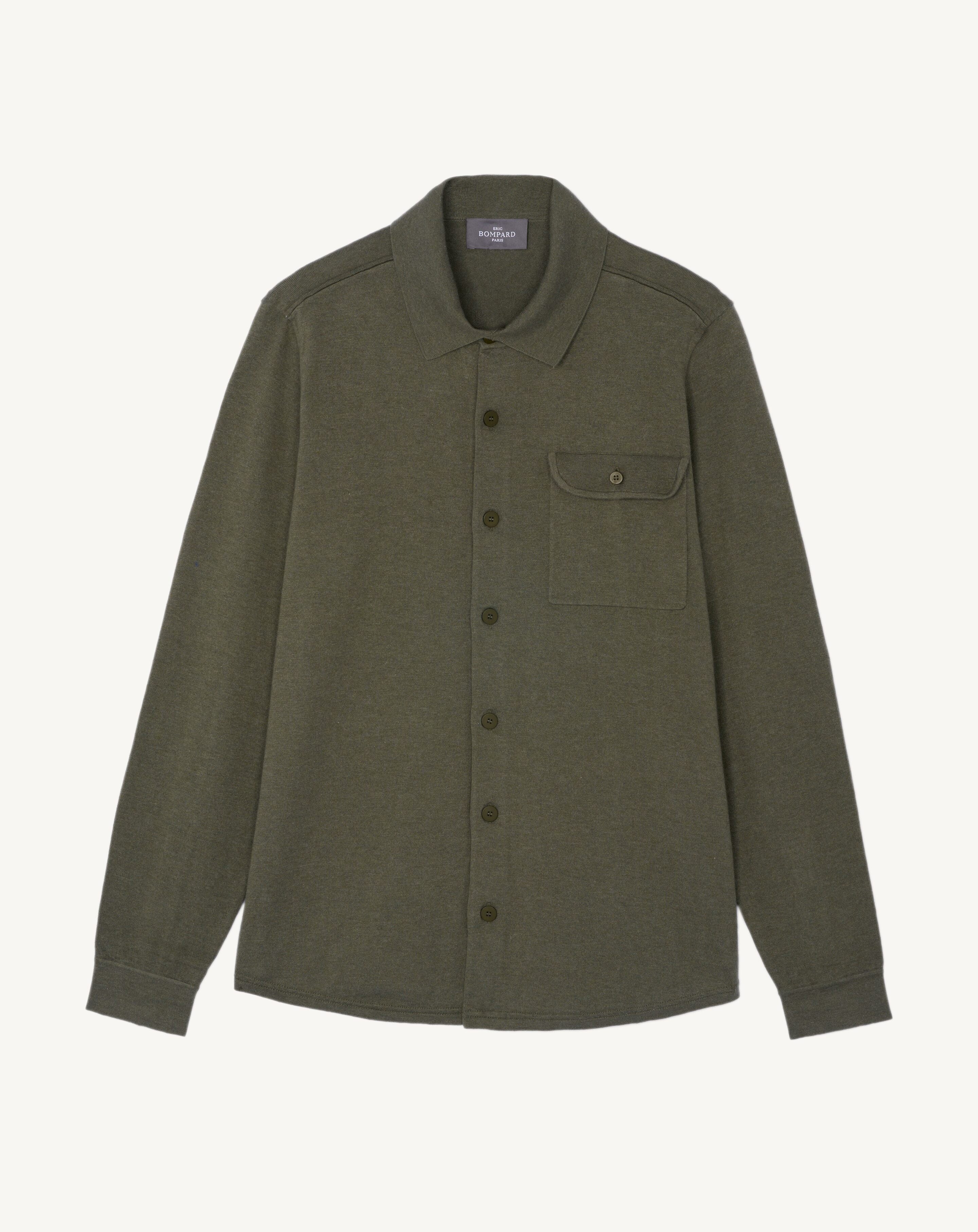 Chemise ultrafin coton cachemire-KAKI OMBRE-85% PIMA COTON 15% CACHEMIRE