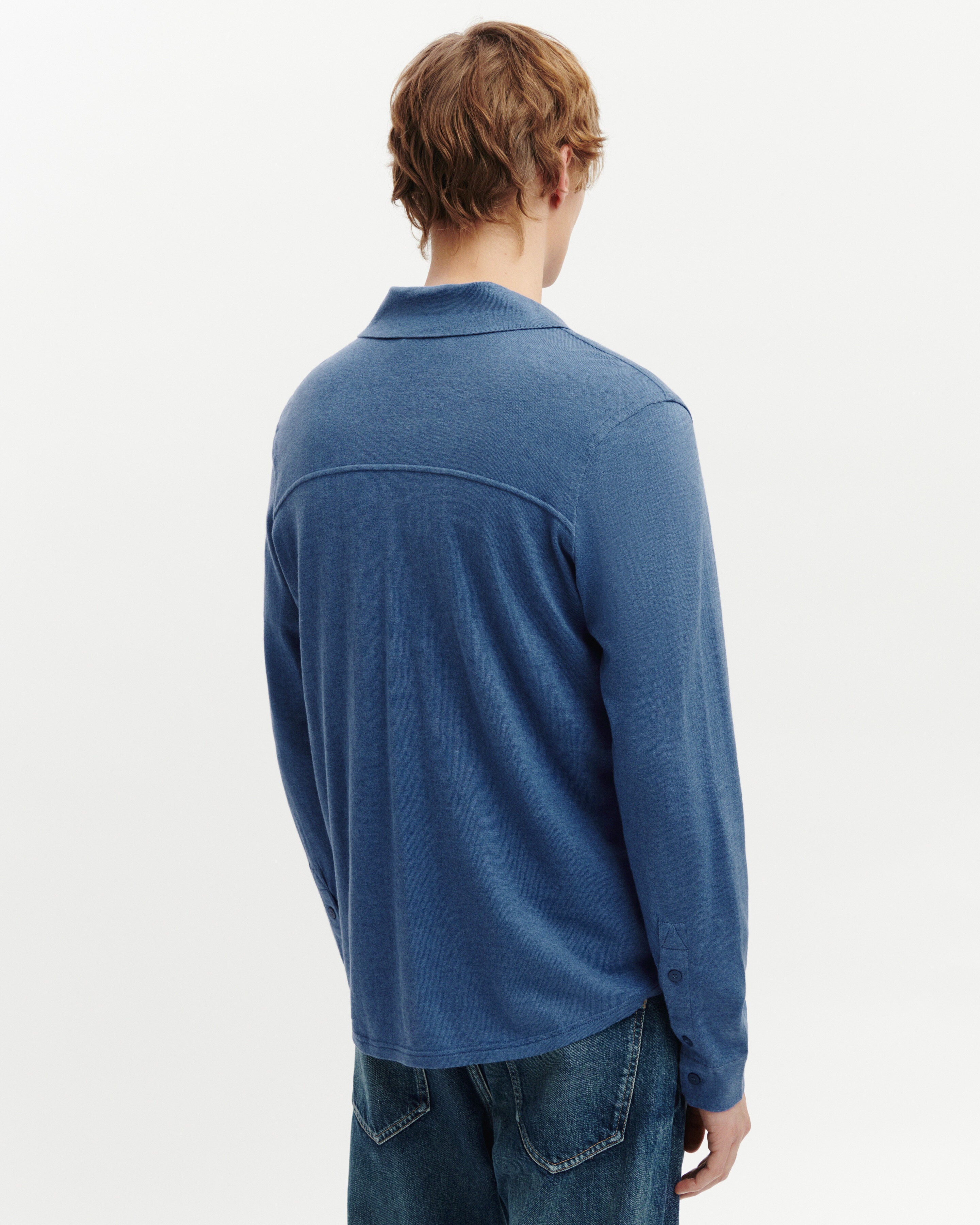 Chemise maille-BLEU ATLAS-85% pima coton 15% cachemire