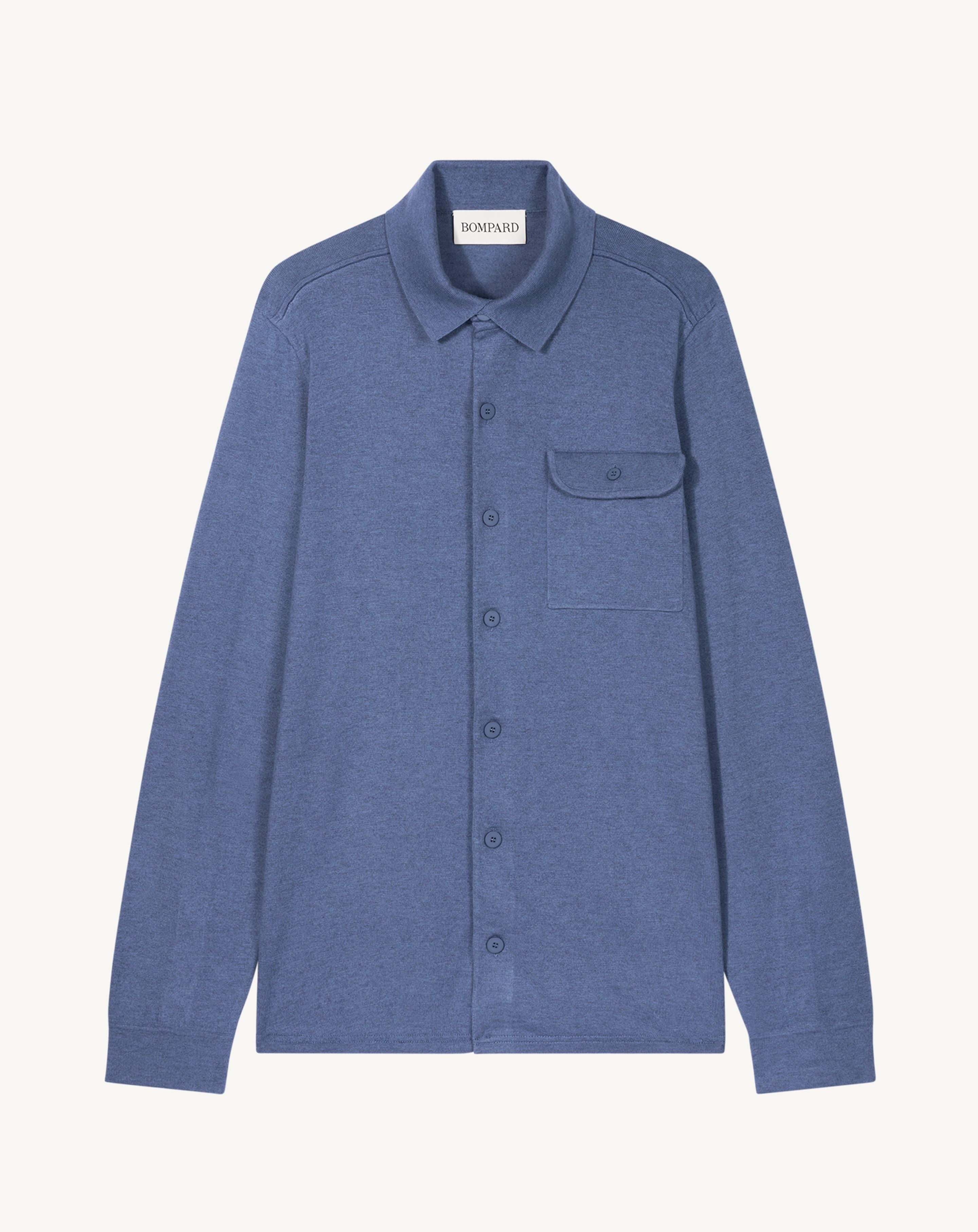 Chemise maille-BLEU ATLAS-85% pima coton 15% cachemire