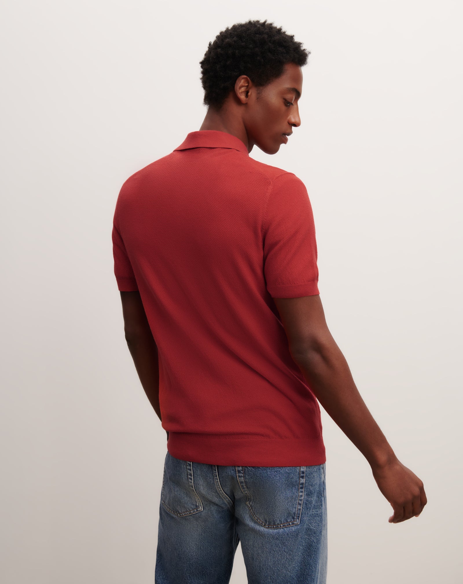 Polo piqué col zippé-SANTA FE-85% pima coton 15% cachemire