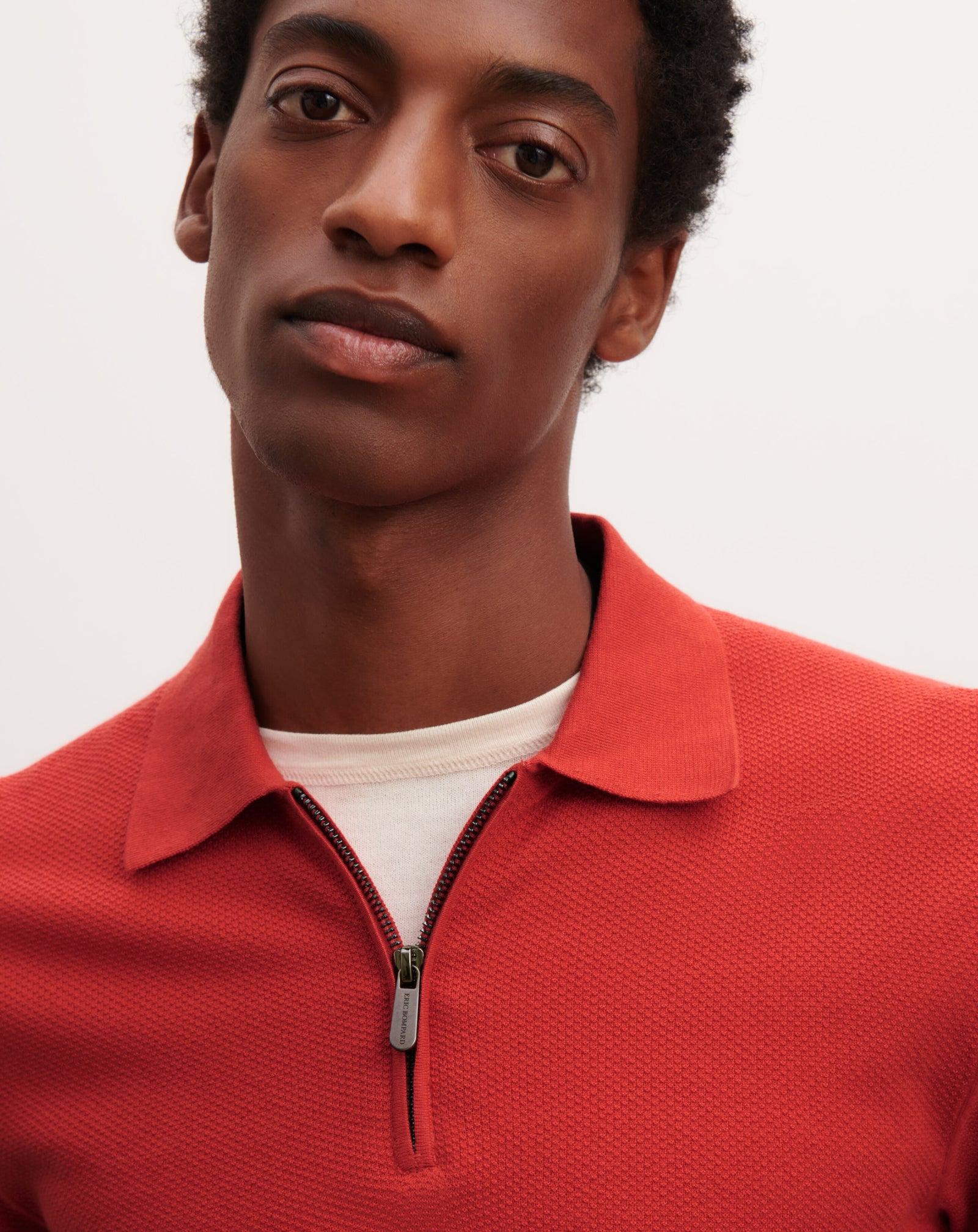 Polo piqué col zippé-SANTA FE-85% pima coton 15% cachemire