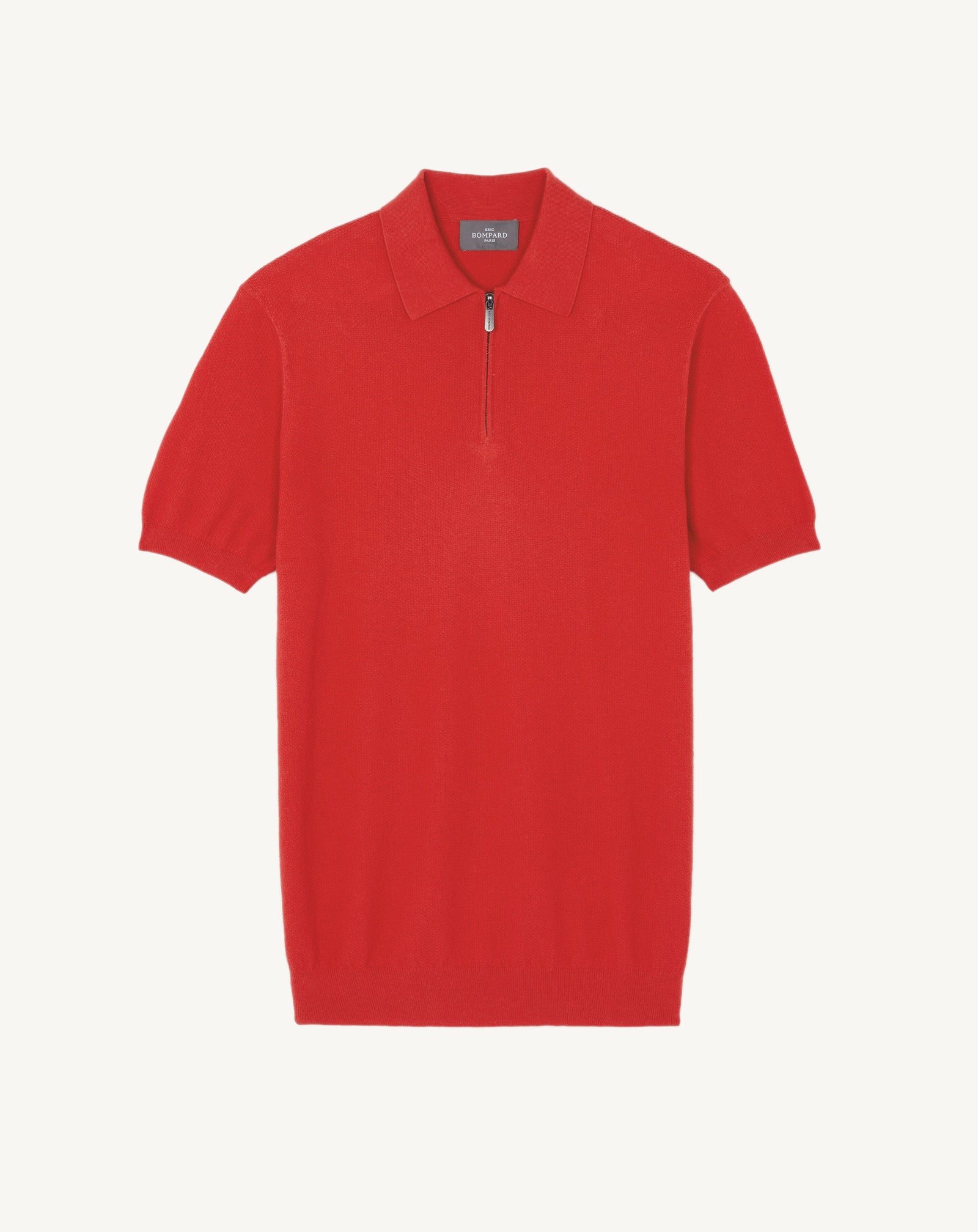 Polo piqué col zippé-SANTA FE-85% pima coton 15% cachemire