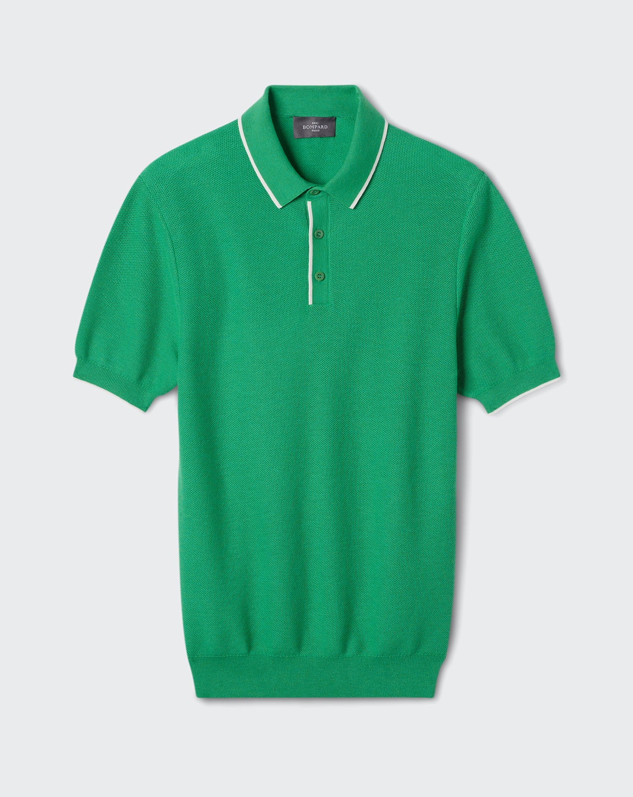 Polo piqué finitions contrastées-VERT TUPPER/NATUREL-85% pima coton 15% cachemire