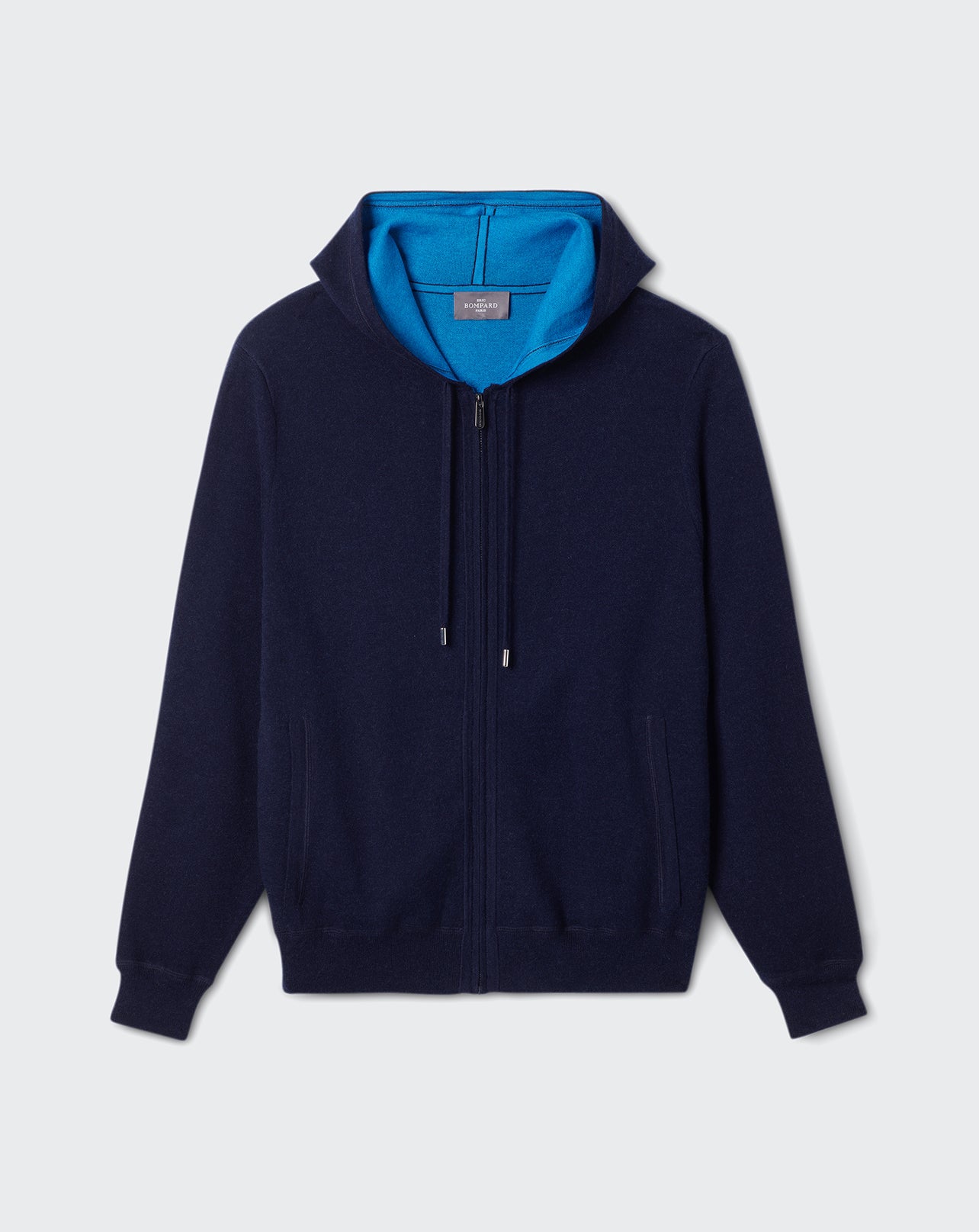 Hoodie zippé double face-MARINE/BLEU BRUNNERA-85% PIMA COTON 15% CACHEMIRE