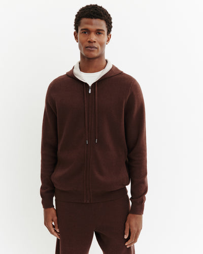 Hoodie zippé double face-CAFE/TOURTERELLE-85% pima coton 15% cachemire