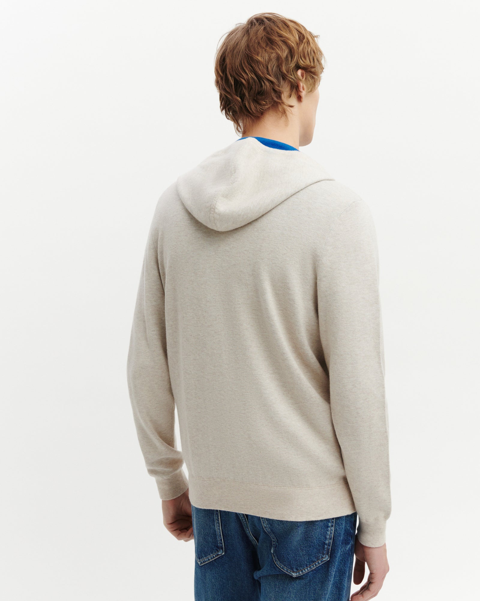 Hoodie zippé double face-TOURTERELLE/ATLANTIQUE-85% pima coton 15% cachemire