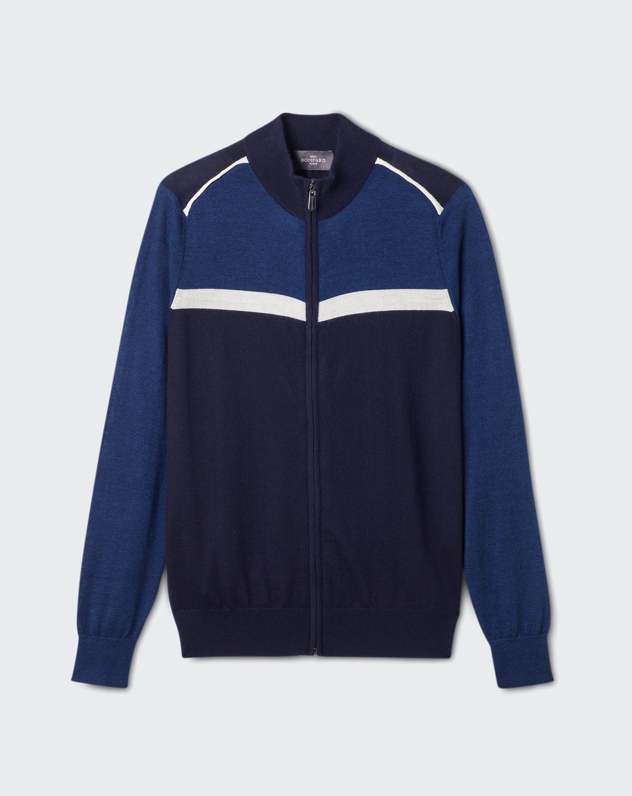 Blouson ultrafin color block-MARINE/AMIRAL/PLATRE-70% cachemire 30% soie