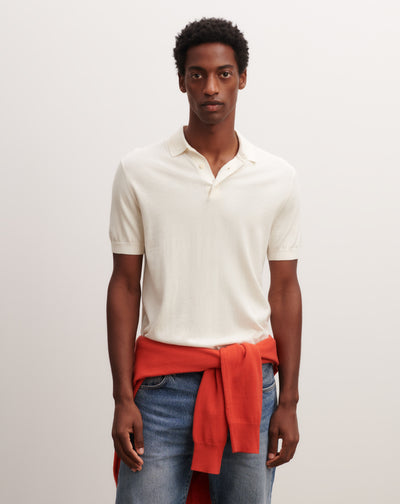 Polo uni-NATUREL-85% pima coton 15% cachemire