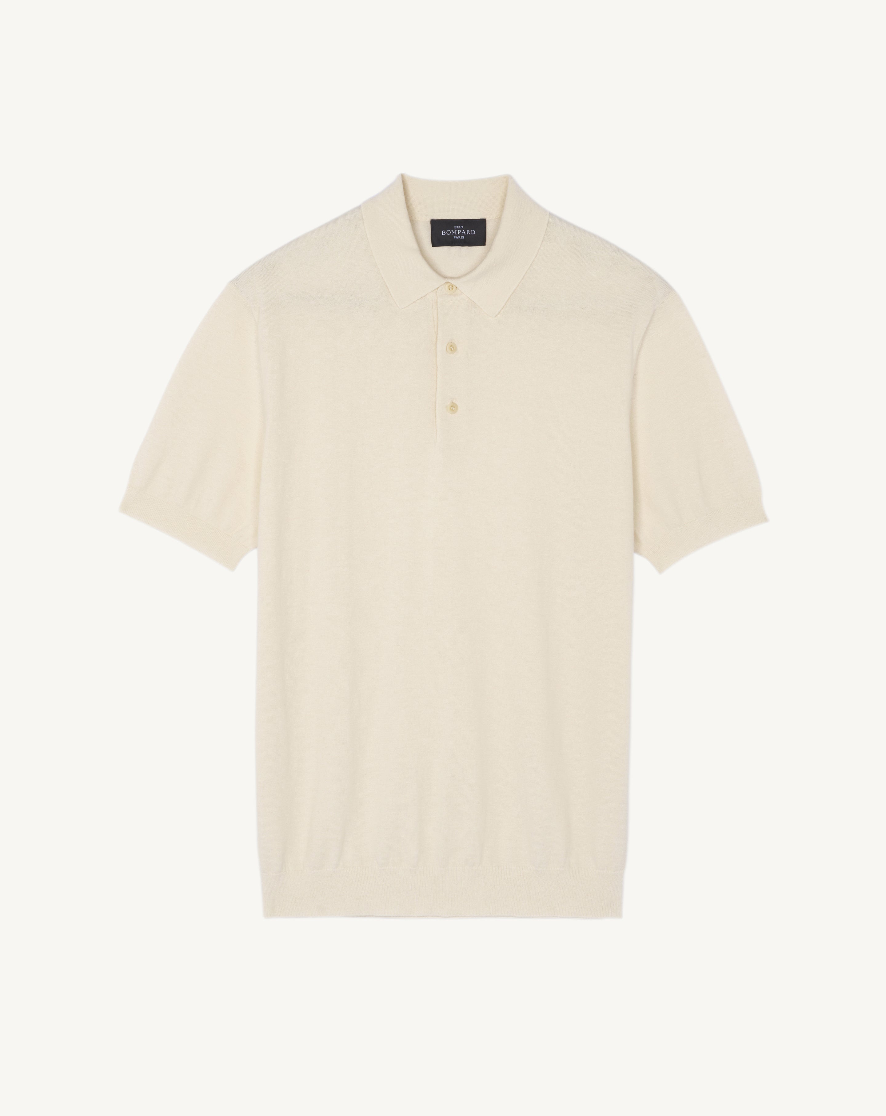 Polo ultrafin manches courtes-NATUREL-85% PIMA COTON 15% CACHEMIRE