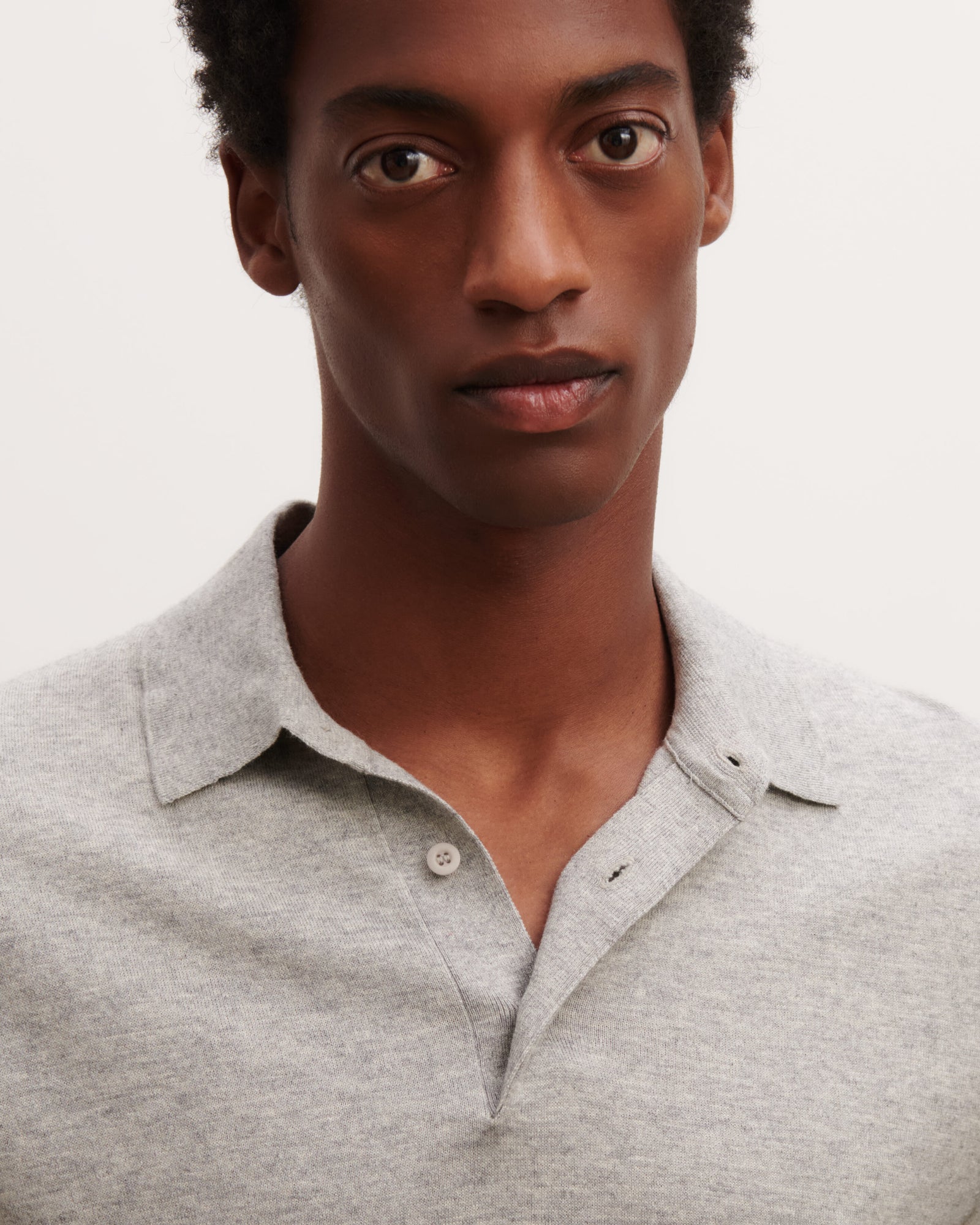 Polo uni-GRIS ARGENTE-85% pima coton 15% cachemire