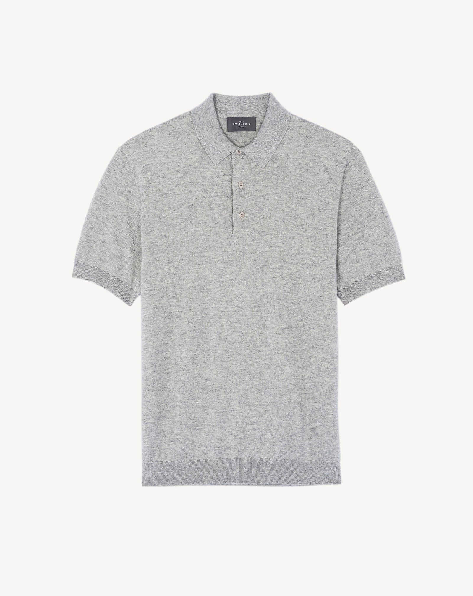 Polo uni-GRIS ARGENTE-85% pima coton 15% cachemire