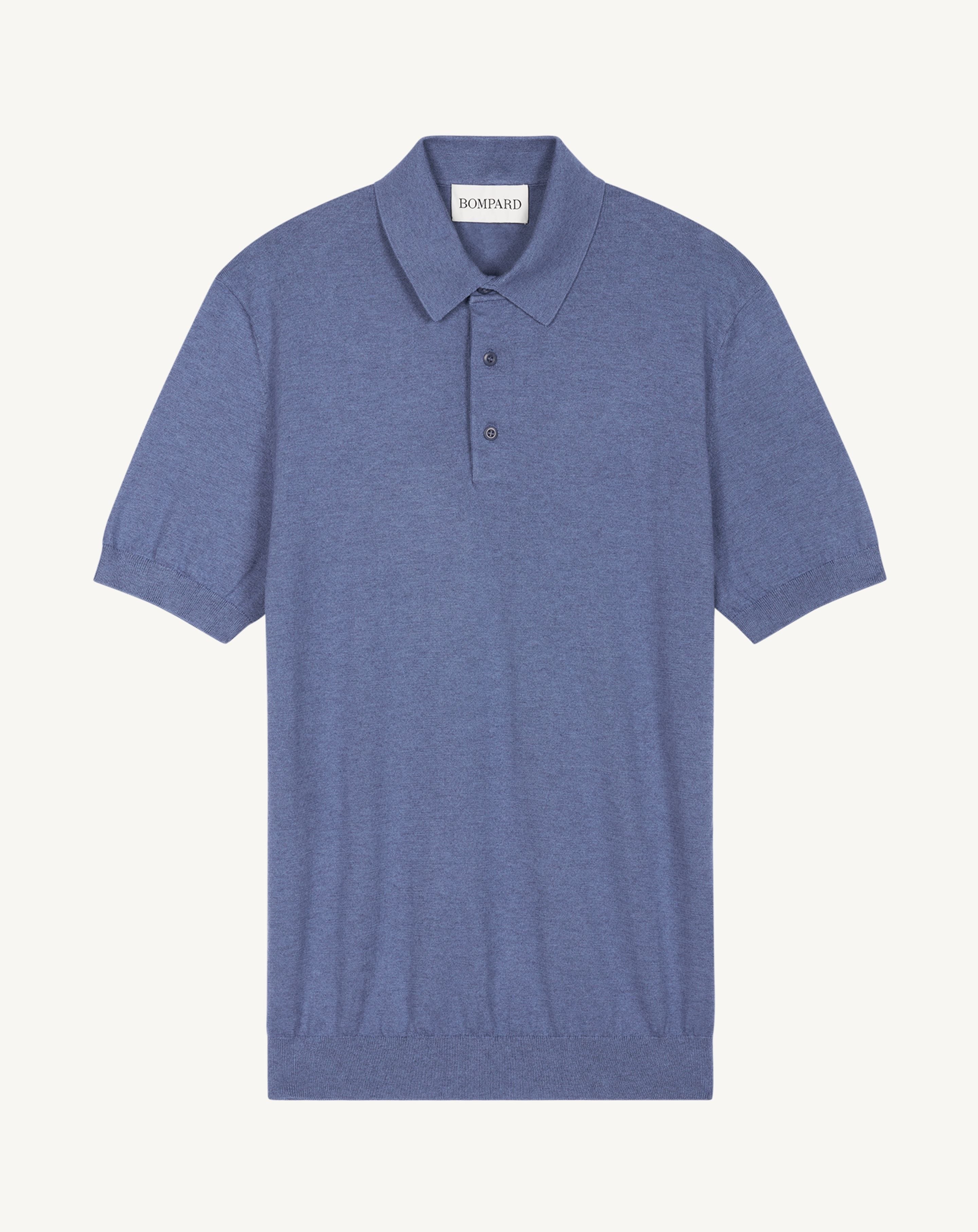 Polo uni-BLEU ATLAS-85% pima coton 15% cachemire