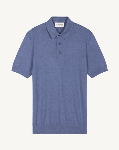 Polo uni-BLEU ATLAS-85% pima coton 15% cachemire