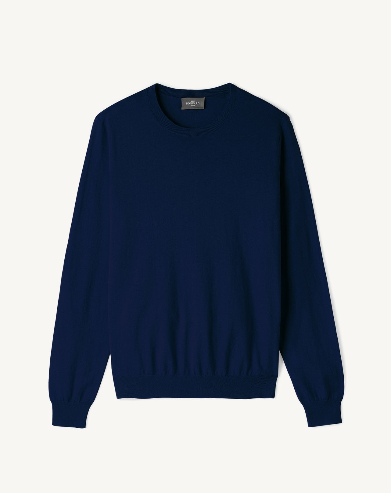 Pull col rond ultrafin-MARINE-85% PIMA COTON 15% CACHEMIRE