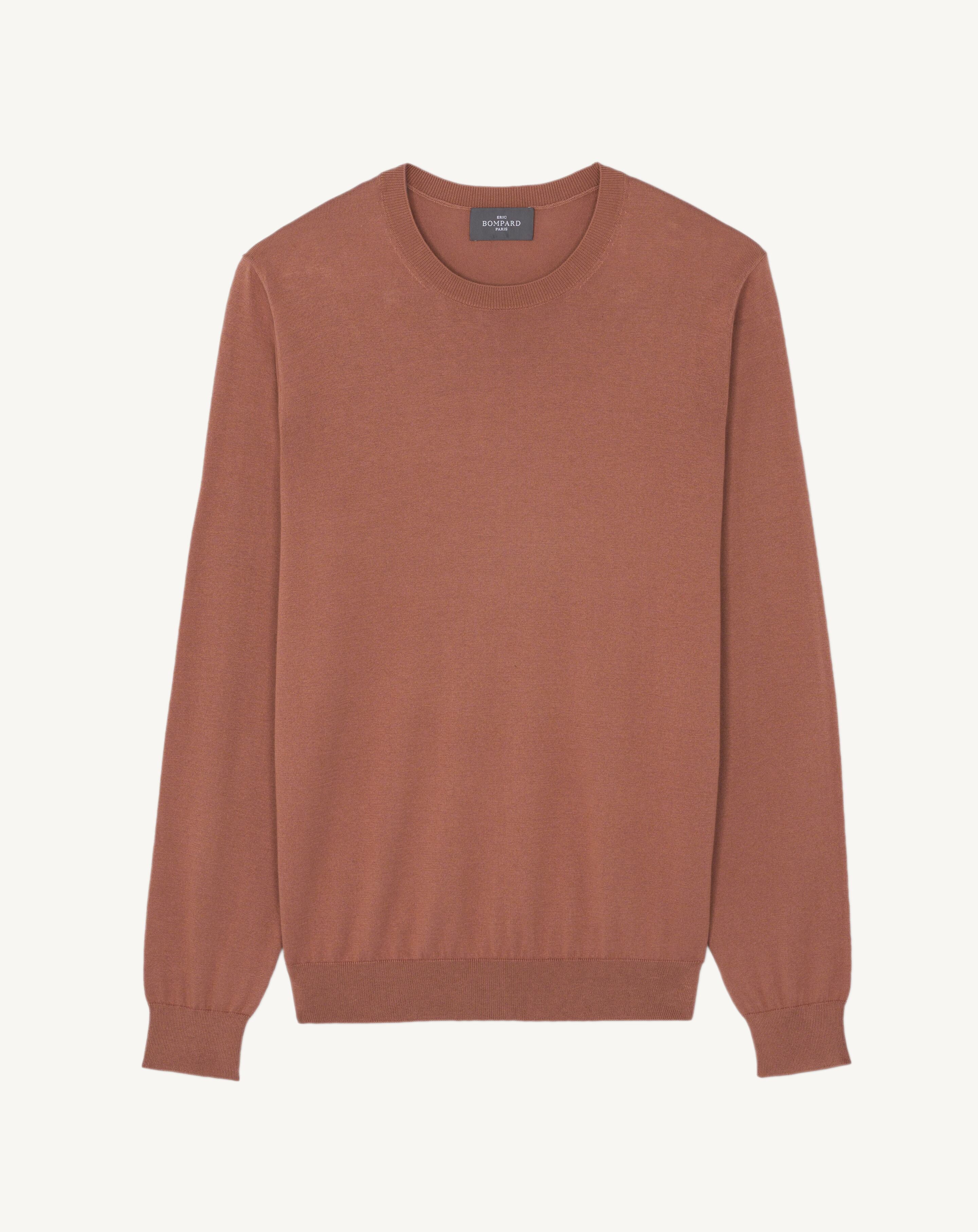 Pull col rond-CARAMEL-85% pima coton 15% cachemire