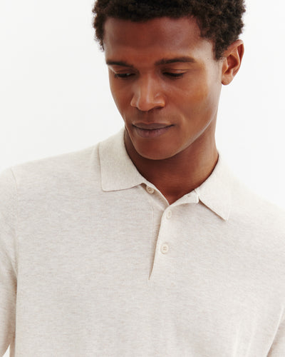 Polo manches longues-TOURTERELLE-85% pima coton 15% cachemire