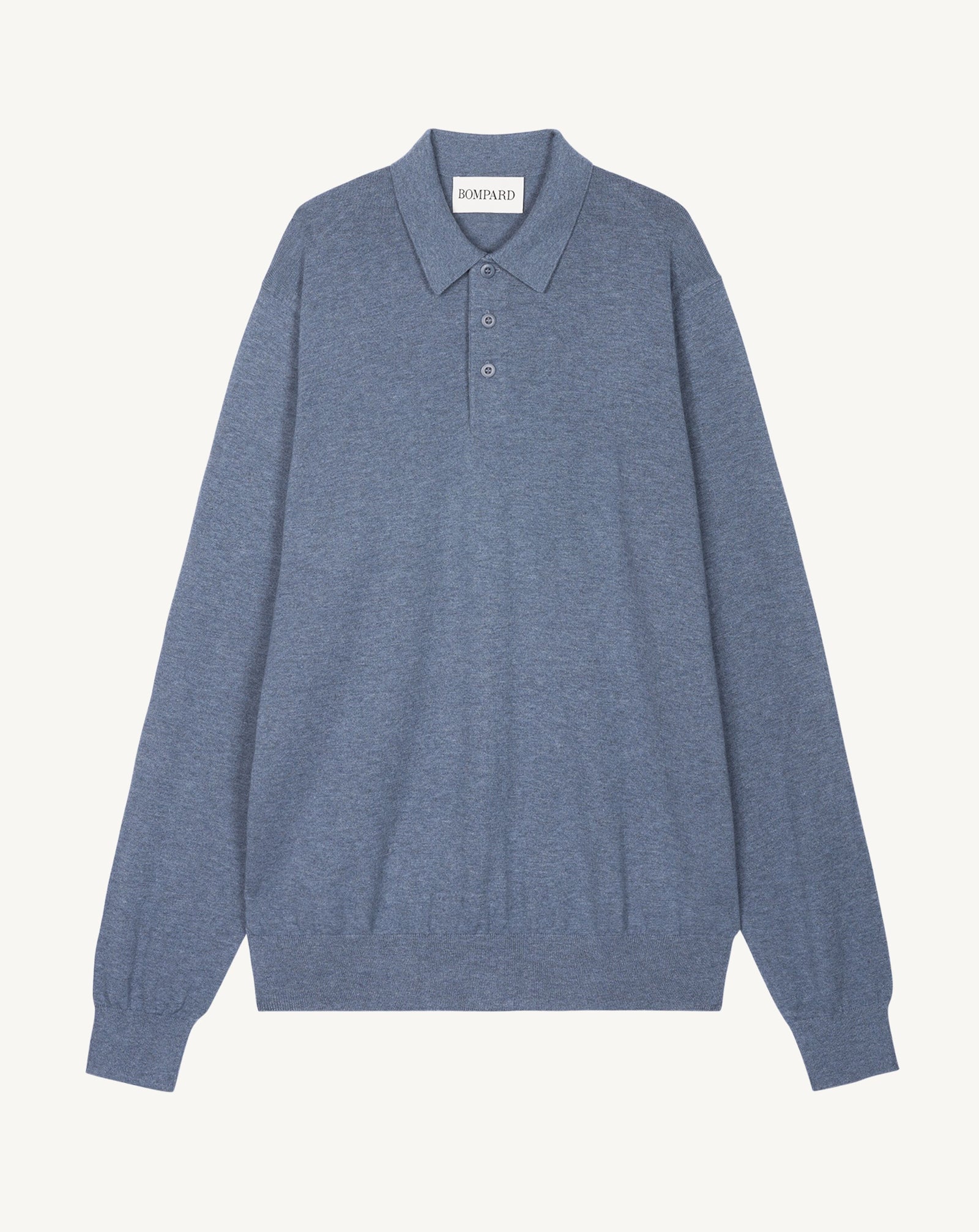 Polo manches longues-BLEU AVERSE-85% pima coton 15% cachemire