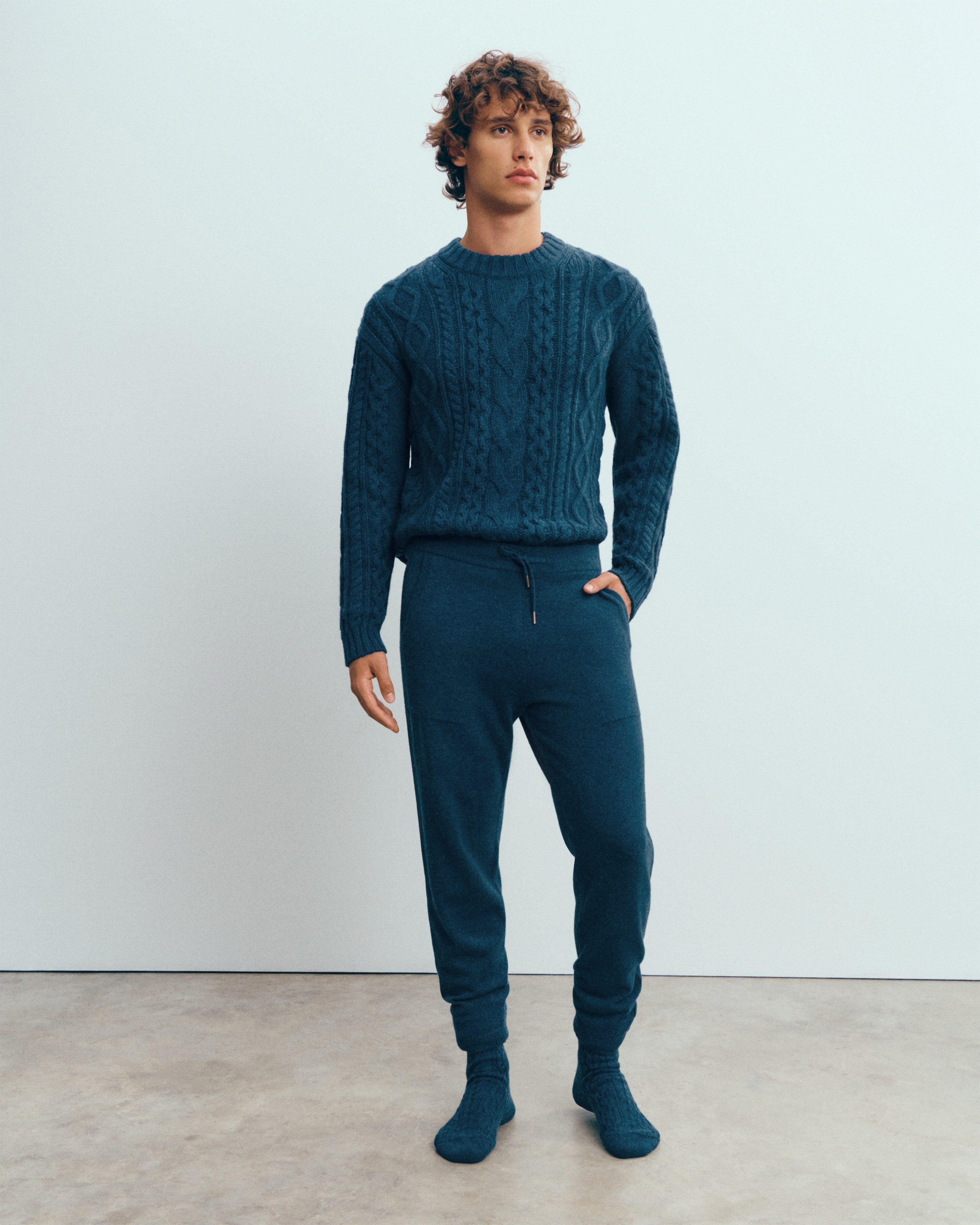 Pantalon casual les 40 ans -BLEU CALYPSO-100% cachemire