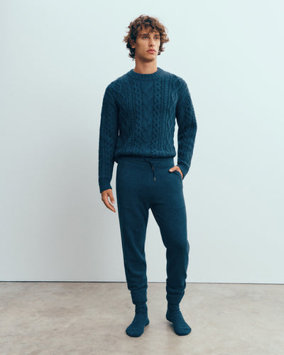 Pantalon casual les 40 ans -BLEU CALYPSO-100% cachemire